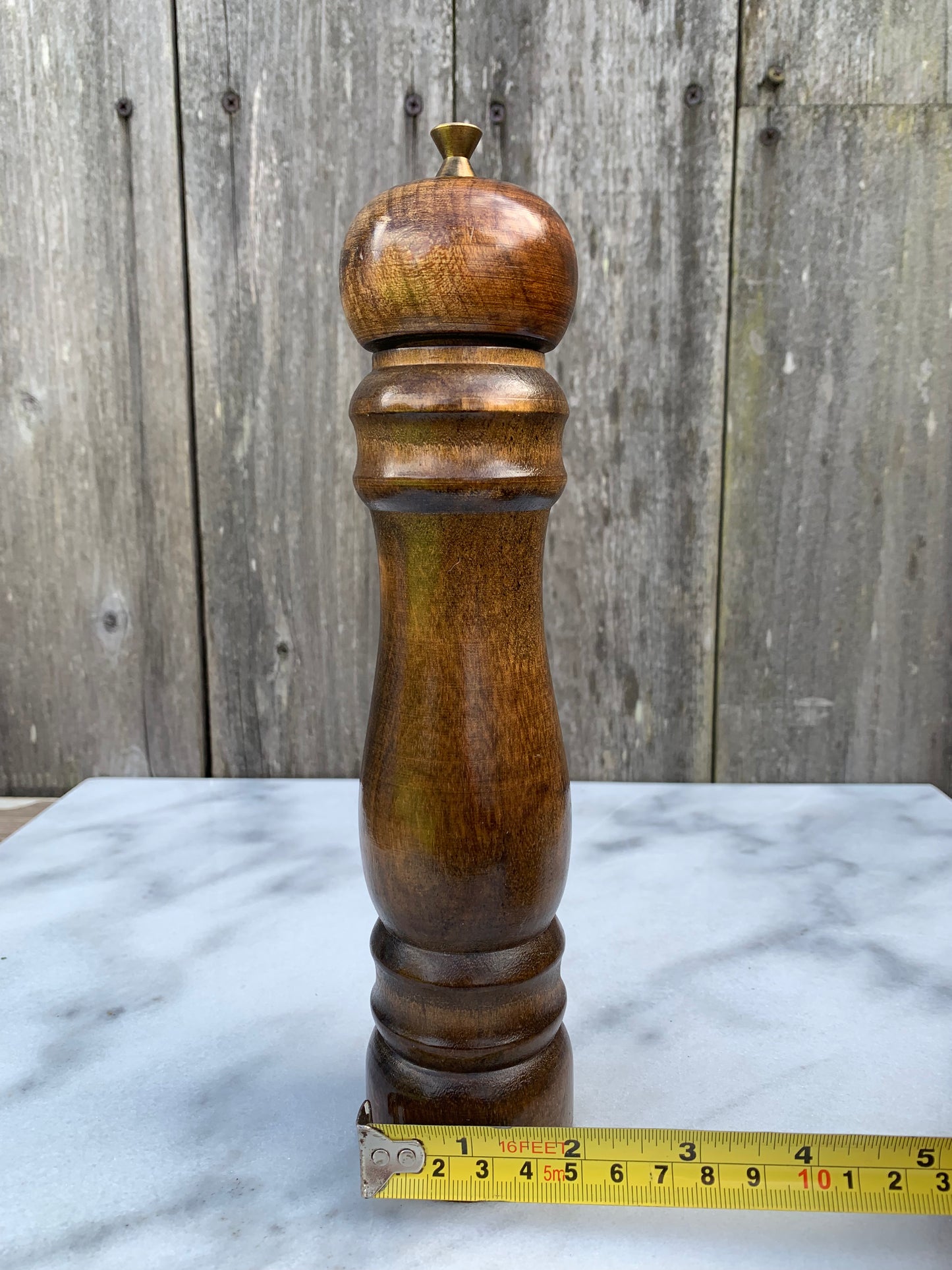 Rich Hardwood Pepper Mill With Brass Detail