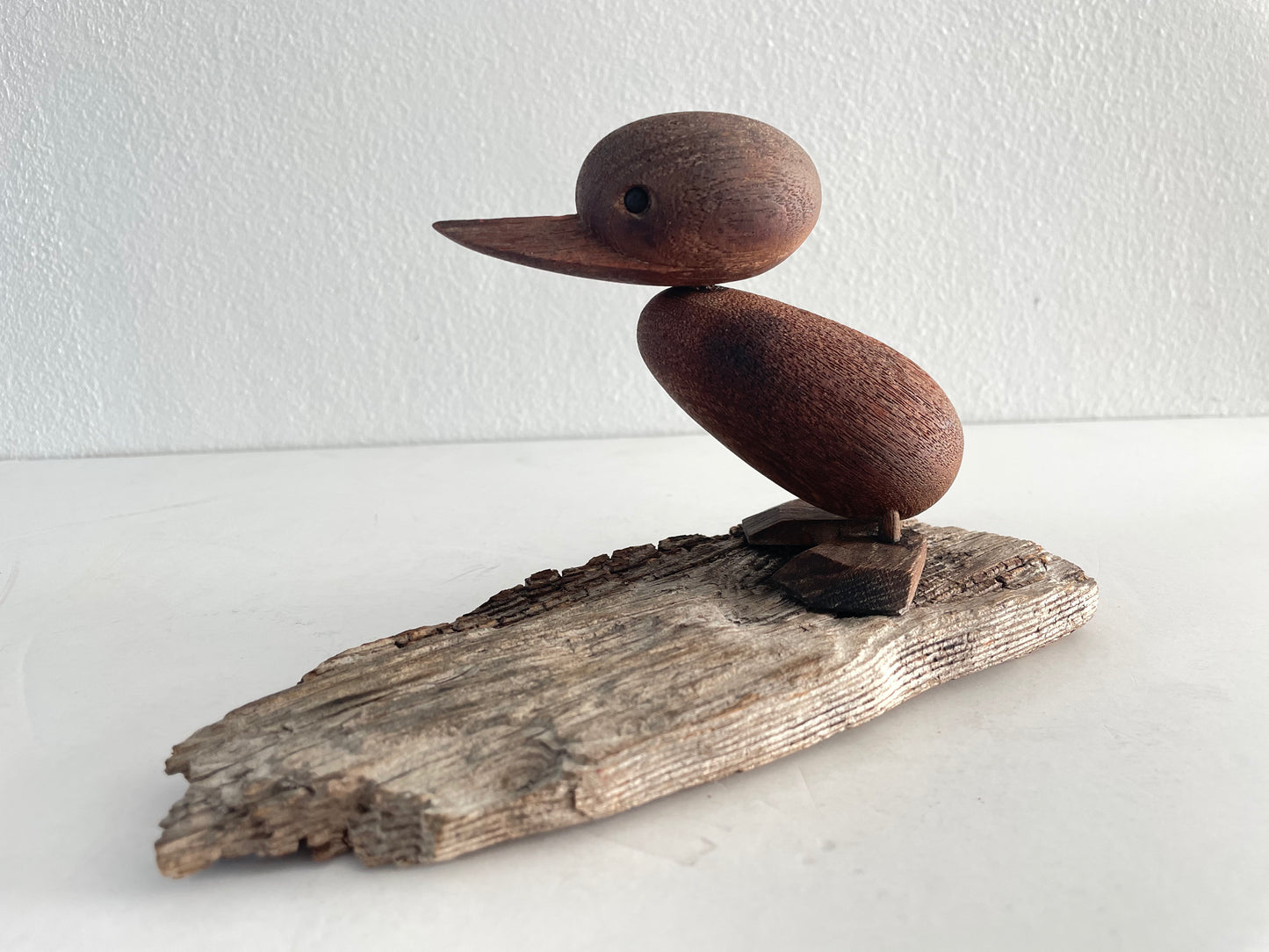 Mid-Century Danish Modern Hans Bolling Teak Duckling Figure on Driftwood