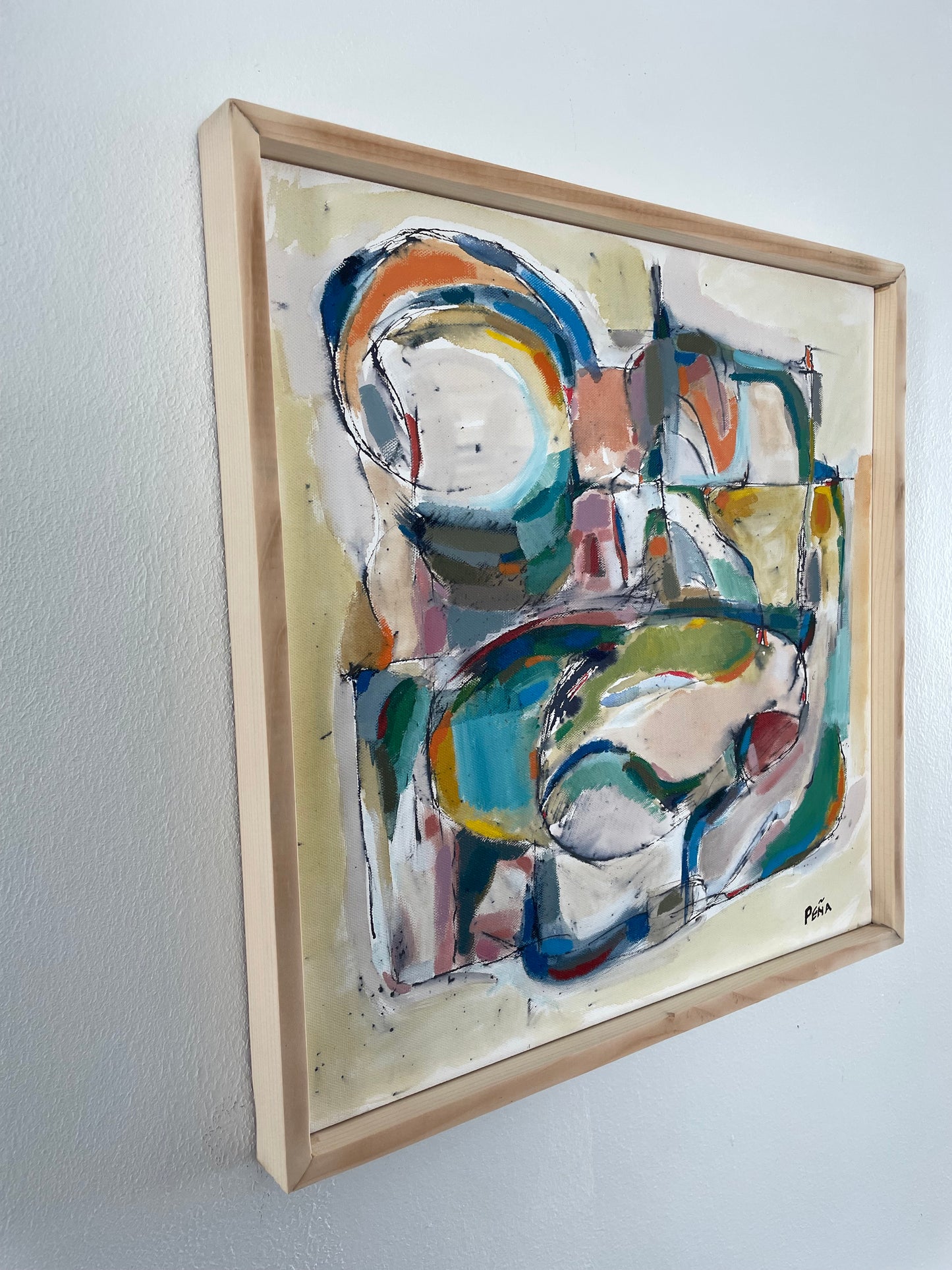 Framed Abstract Acrylic on Canvas by Francisco Peña