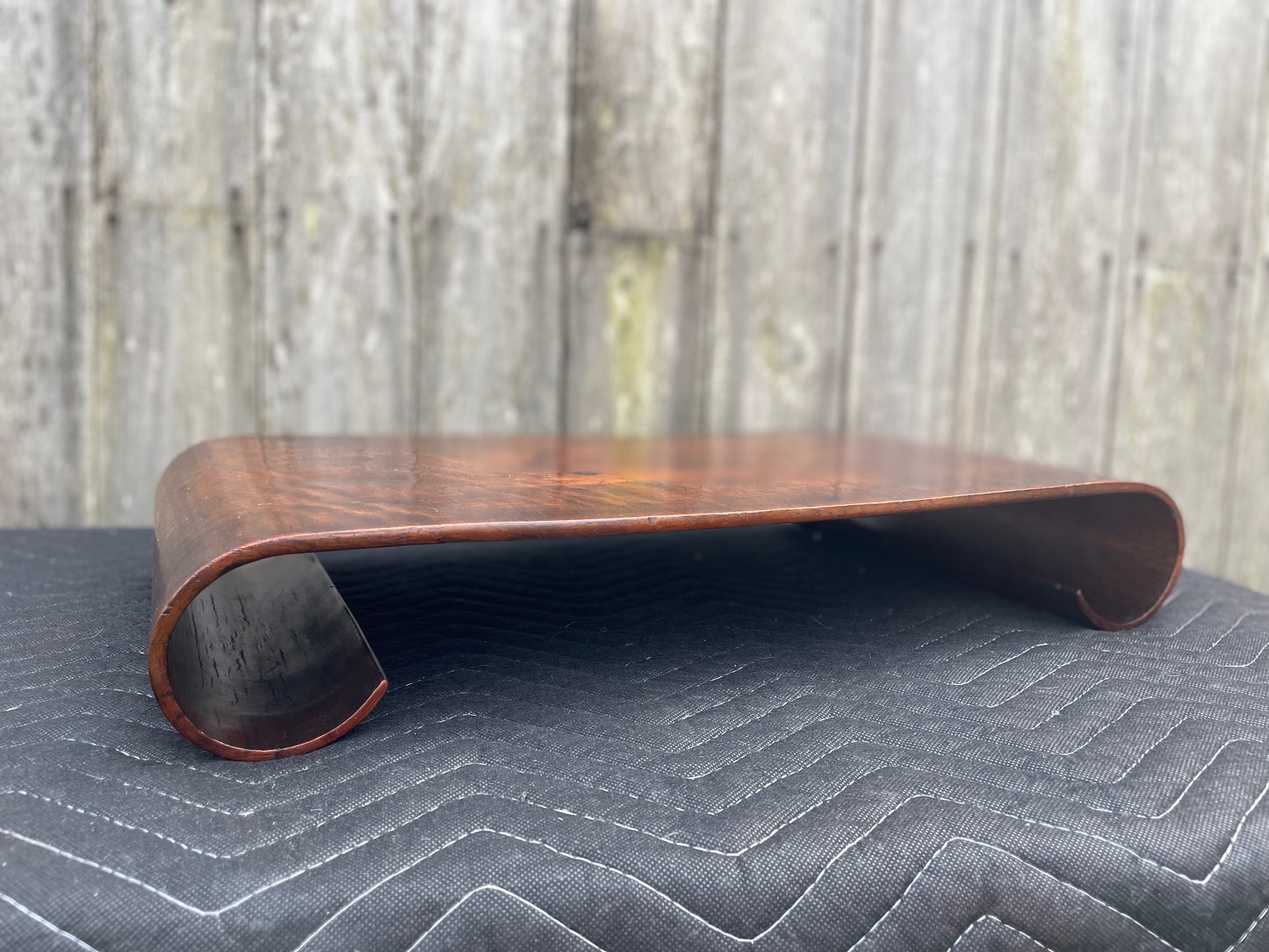 Early 20th Century Chinese Elm Wood Low Scroll Tray