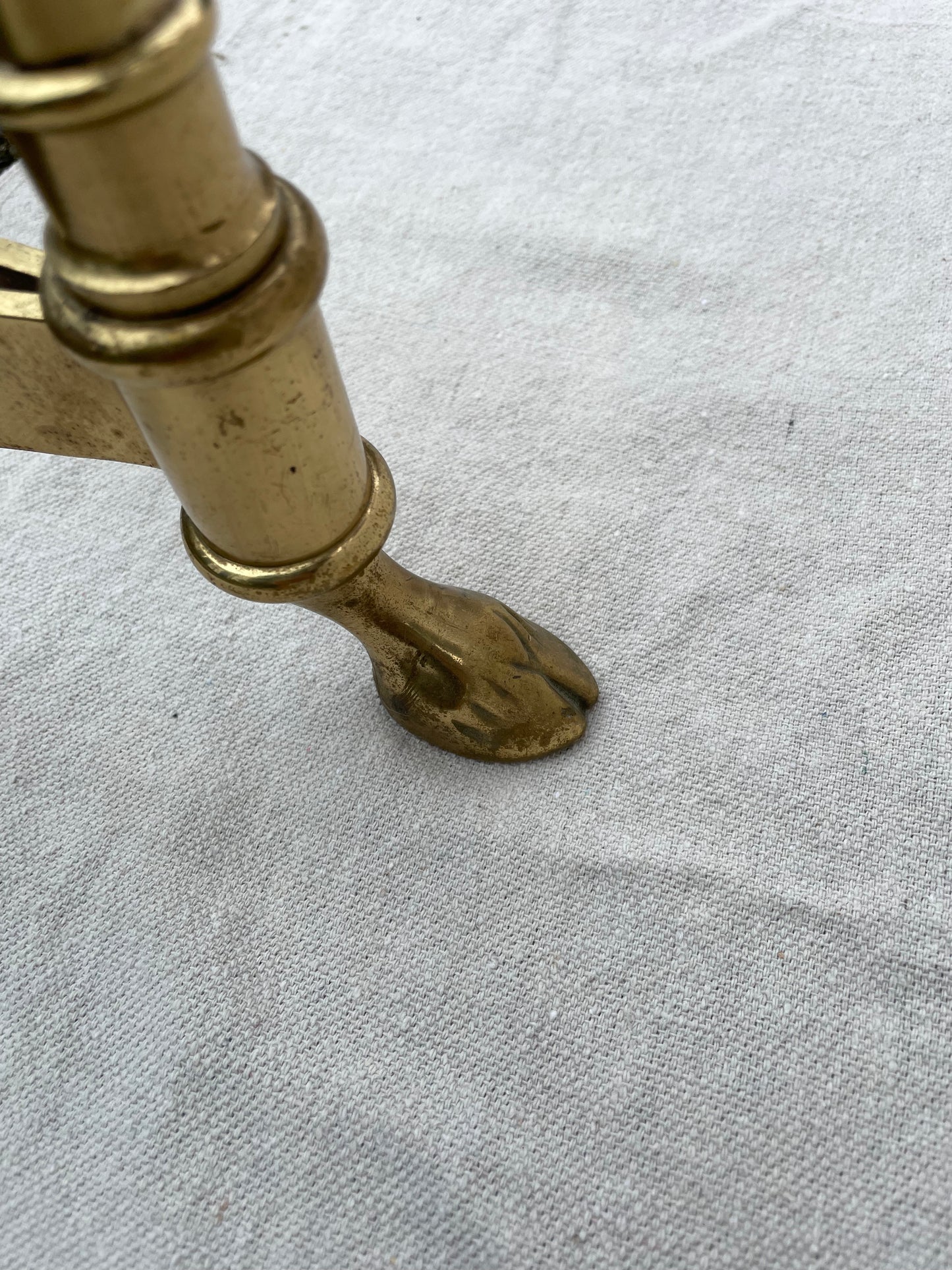 1960s Labarge Hollywood Regency Italy Brass Glass Hoof Feet Coffee Table