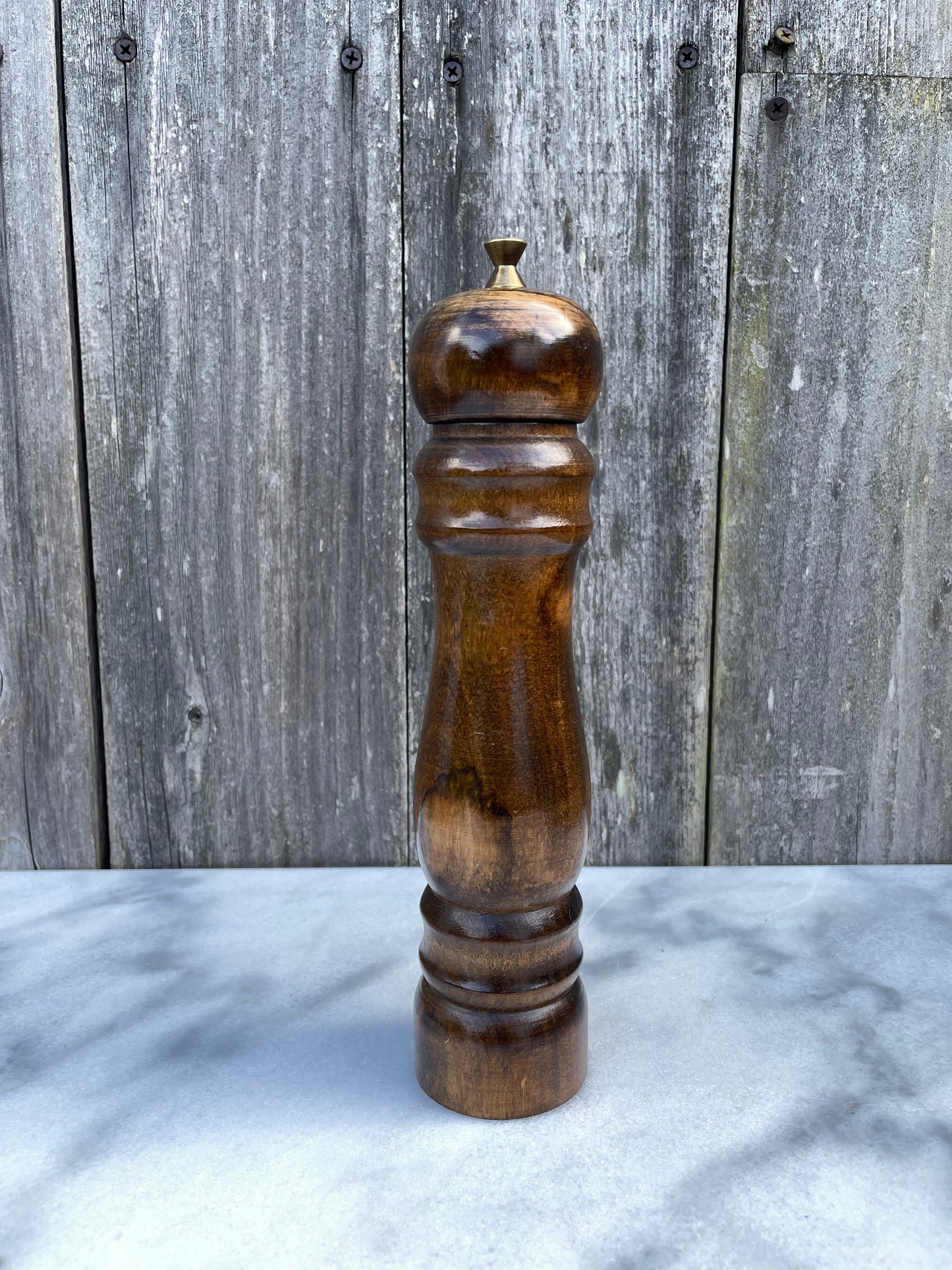 Rich Hardwood Pepper Mill With Brass Detail