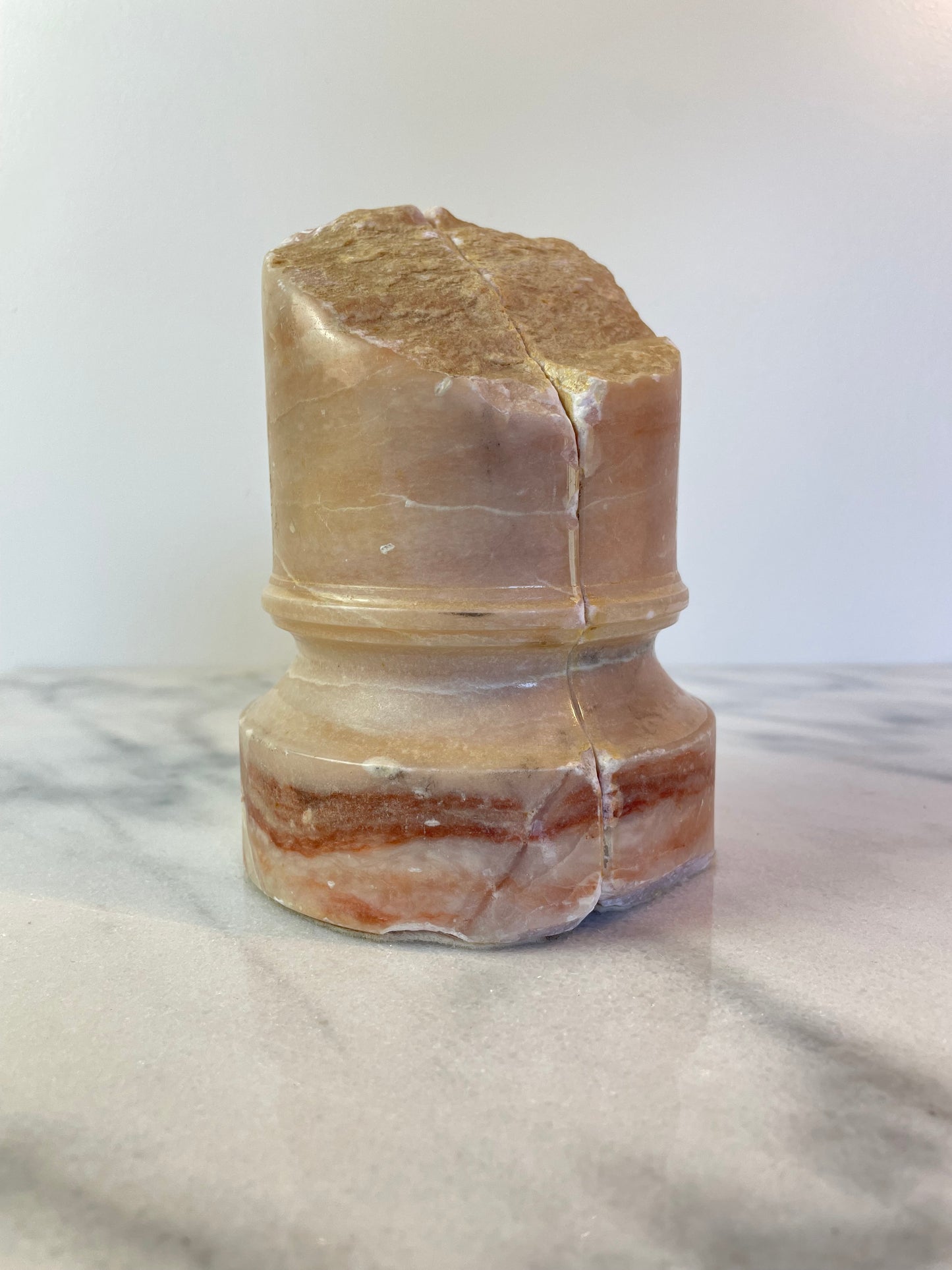 Mid 20th Century Pair of Pink Marble Architectural Element Ruins Column Bookends