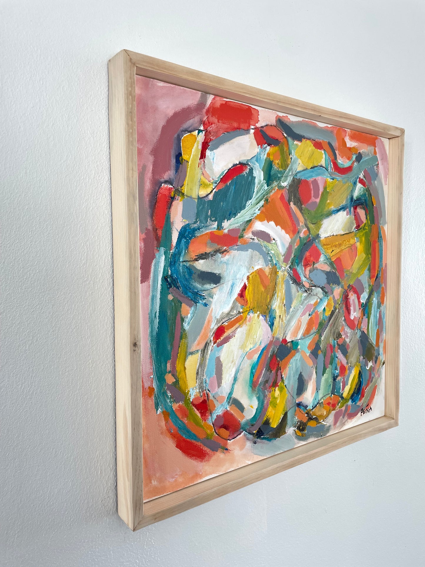 Framed Abstract Acrylic on Canvas by Francisco Peña