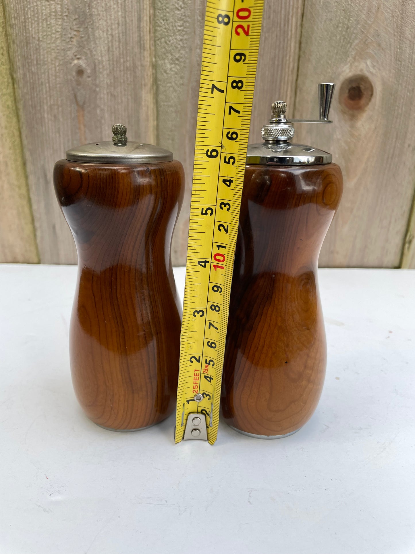 Mid-Century Hardwood Salt & Pepper Shakers- a Pair
