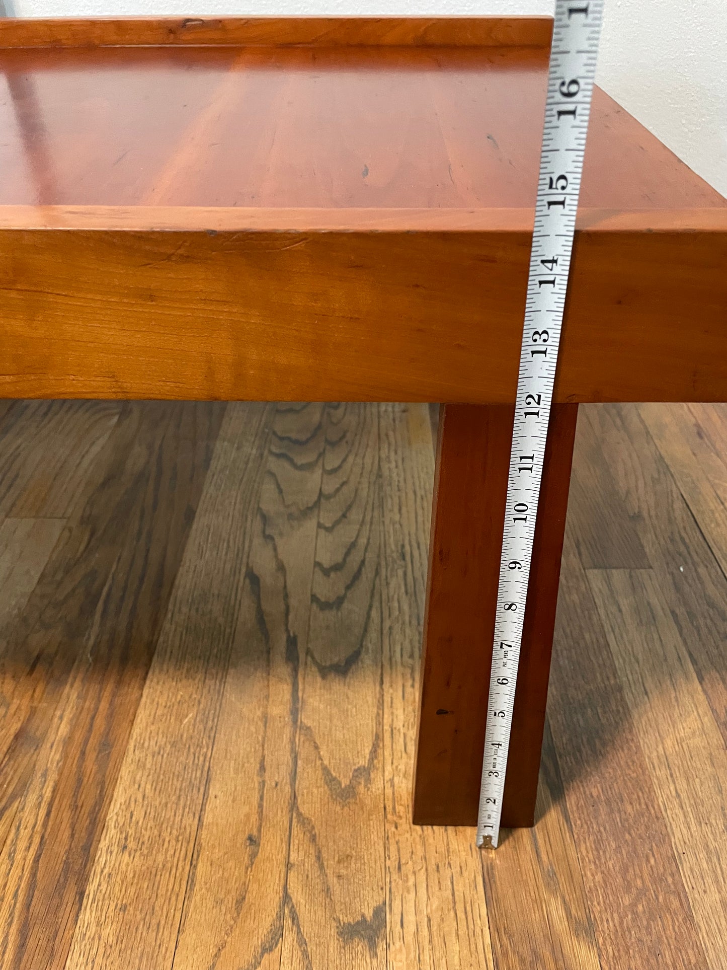 Vintage Minimalist Modern Japanese Red-Brown Sugi Wood Sashimono Table