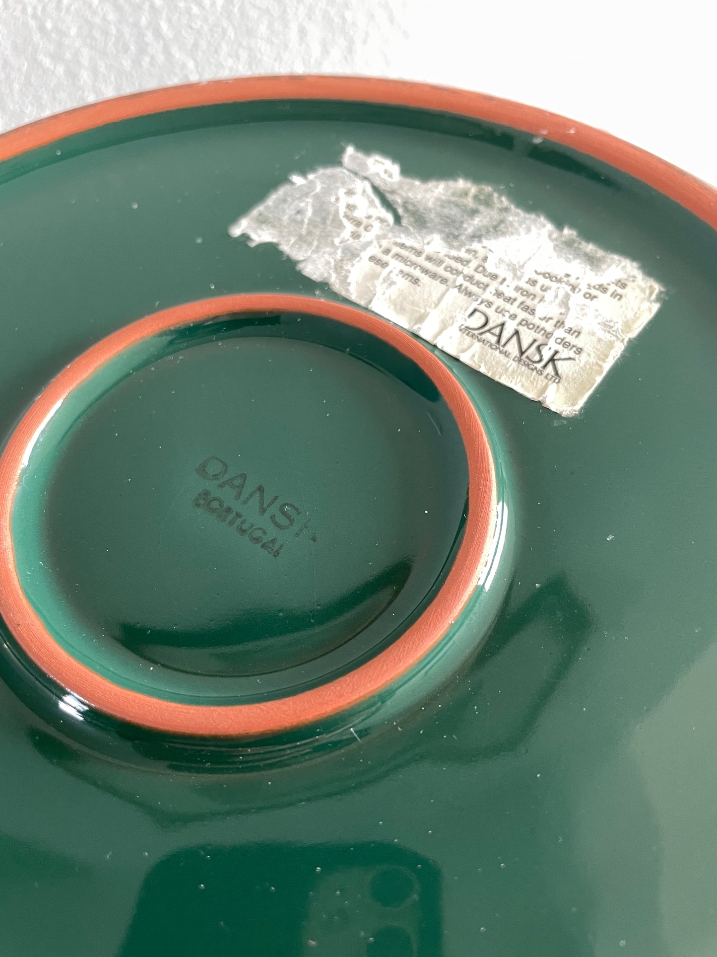 Vintage 1990s Dansk Deep Green Large Serving Pasta Bowl Ceramic Platter