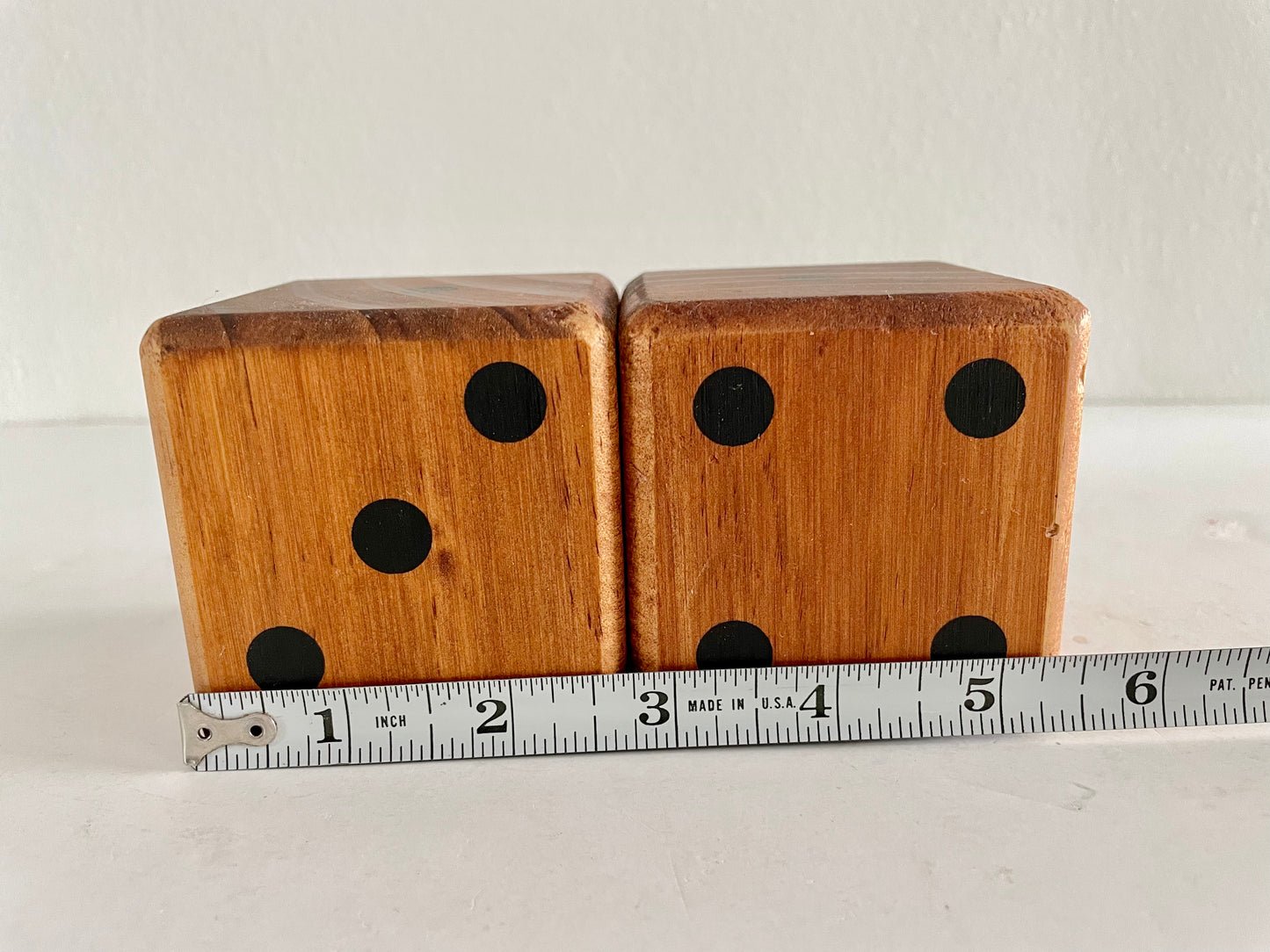 1970s Vintage Wood Carved Oversized Dice - Set of 2