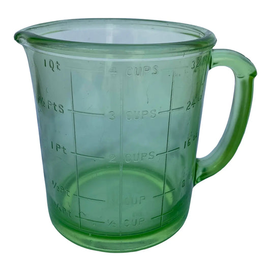 1930s A&j Hazel Atlas Green Depression Glass Measuring Cup