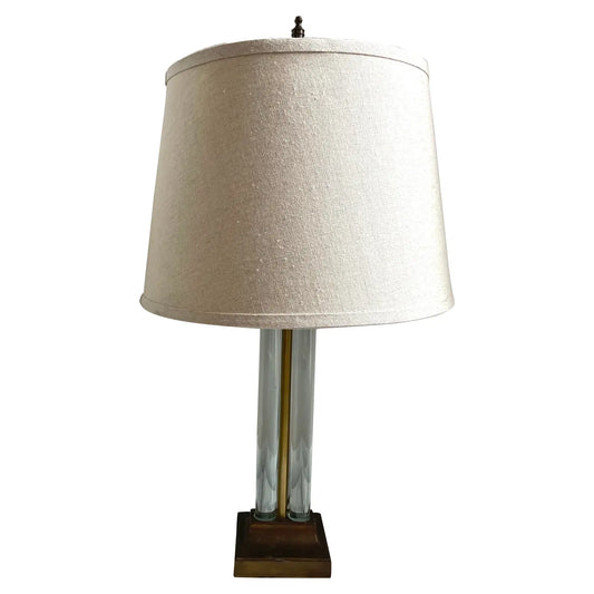 1940s Art Deco Glass and Nickel Table Lamp by Gilbert Rohde for MSLC