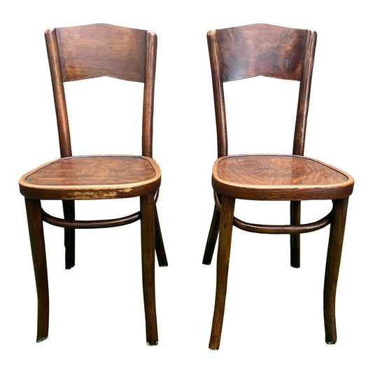 1940s Vintage Pair Great Northern Chair Co. Peaked Back Bentwood Chairs