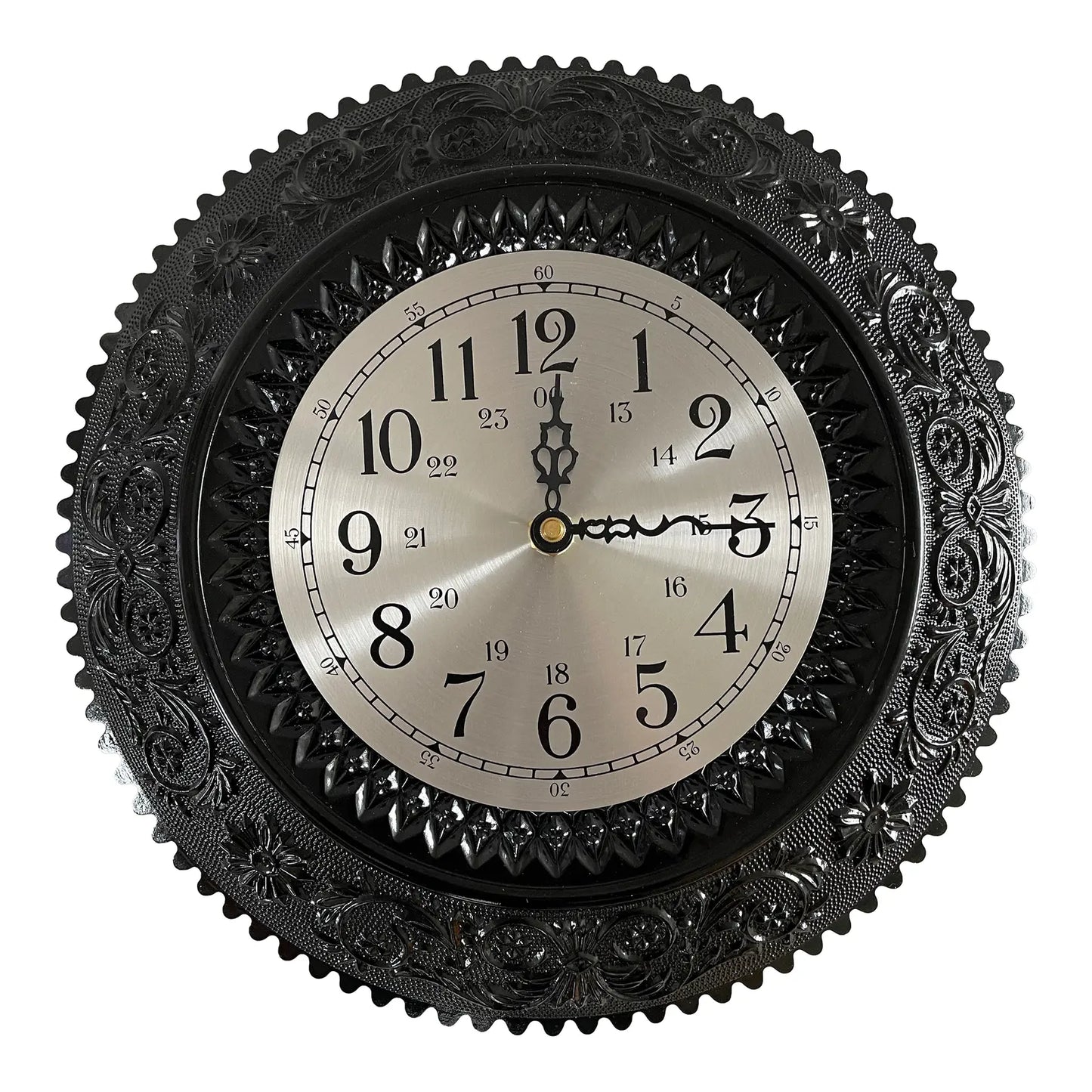 1970s Black Glass Clock by Tiara Glass