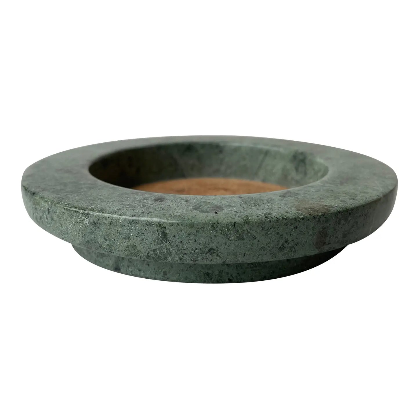 1980s Modern Circular Solid Green Marble Wine Bottle Coaster