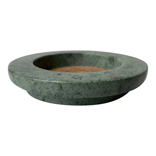 1980s Modern Circular Solid Green Marble Wine Bottle Coaster