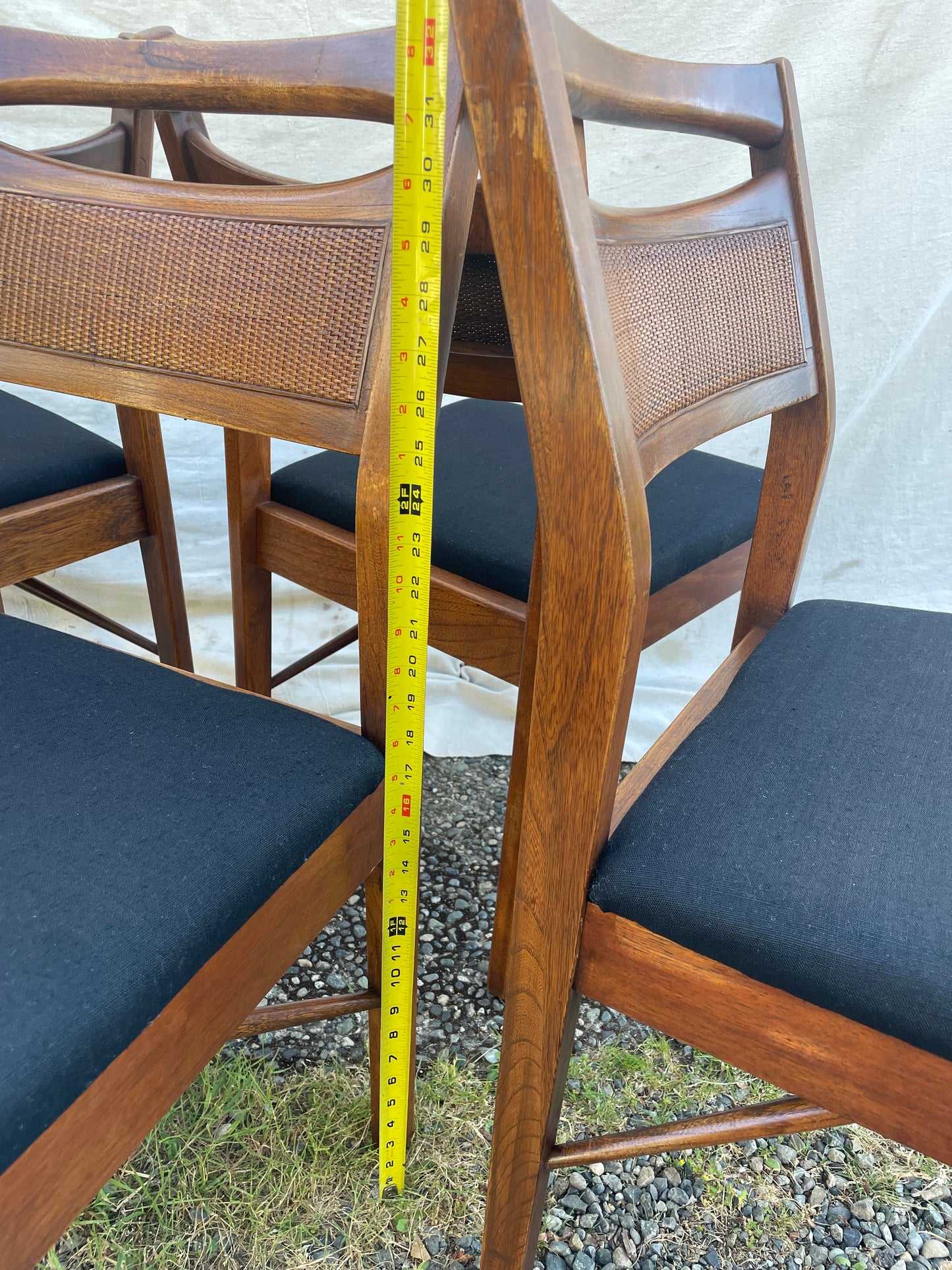 Merton Gershun for American of Martinsville "Accord" Walnut & Cane Dining Chairs - Set of 4