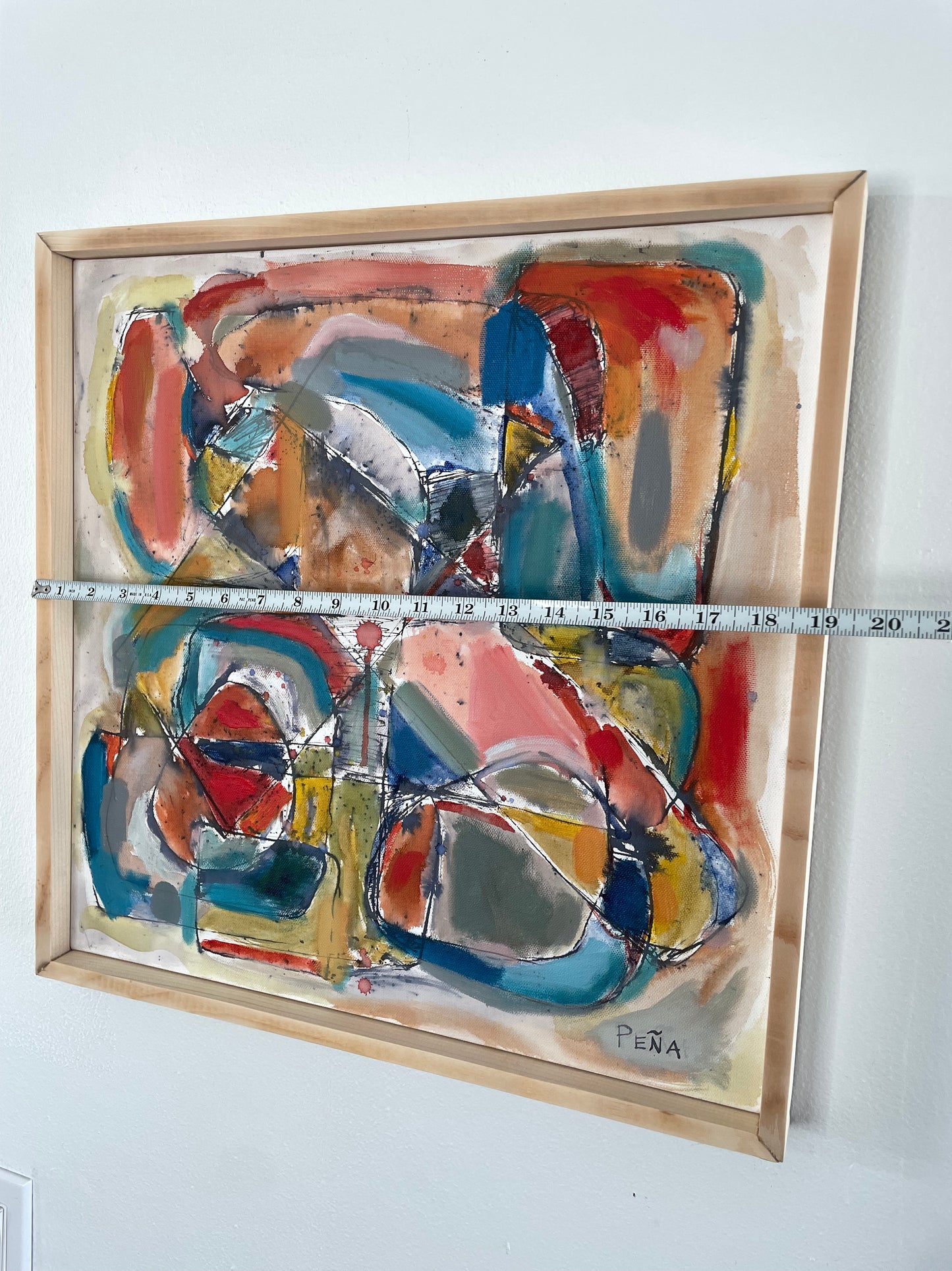 Framed Abstract Acrylic on Canvas by Francisco Peña