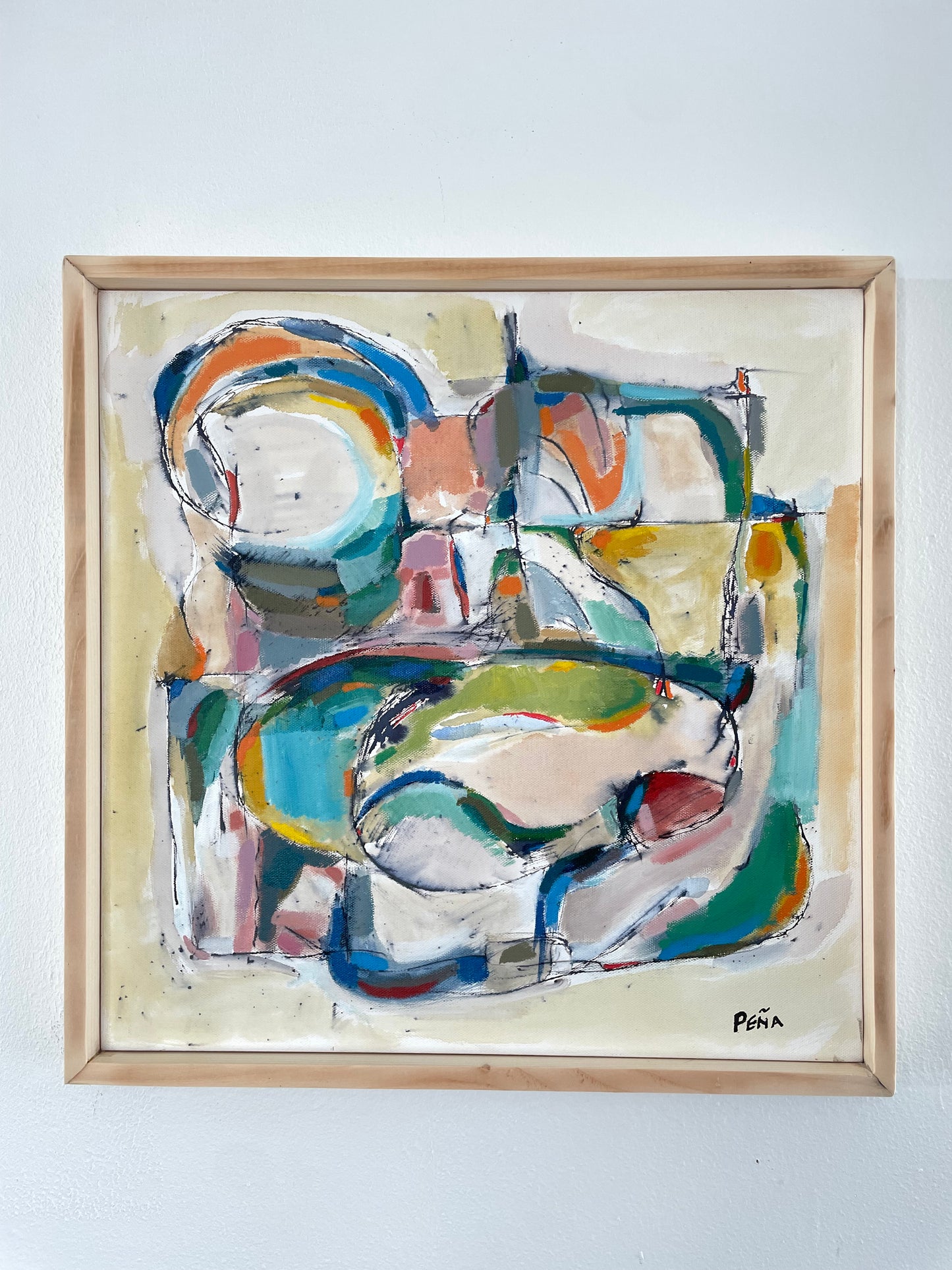 Framed Abstract Acrylic on Canvas by Francisco Peña