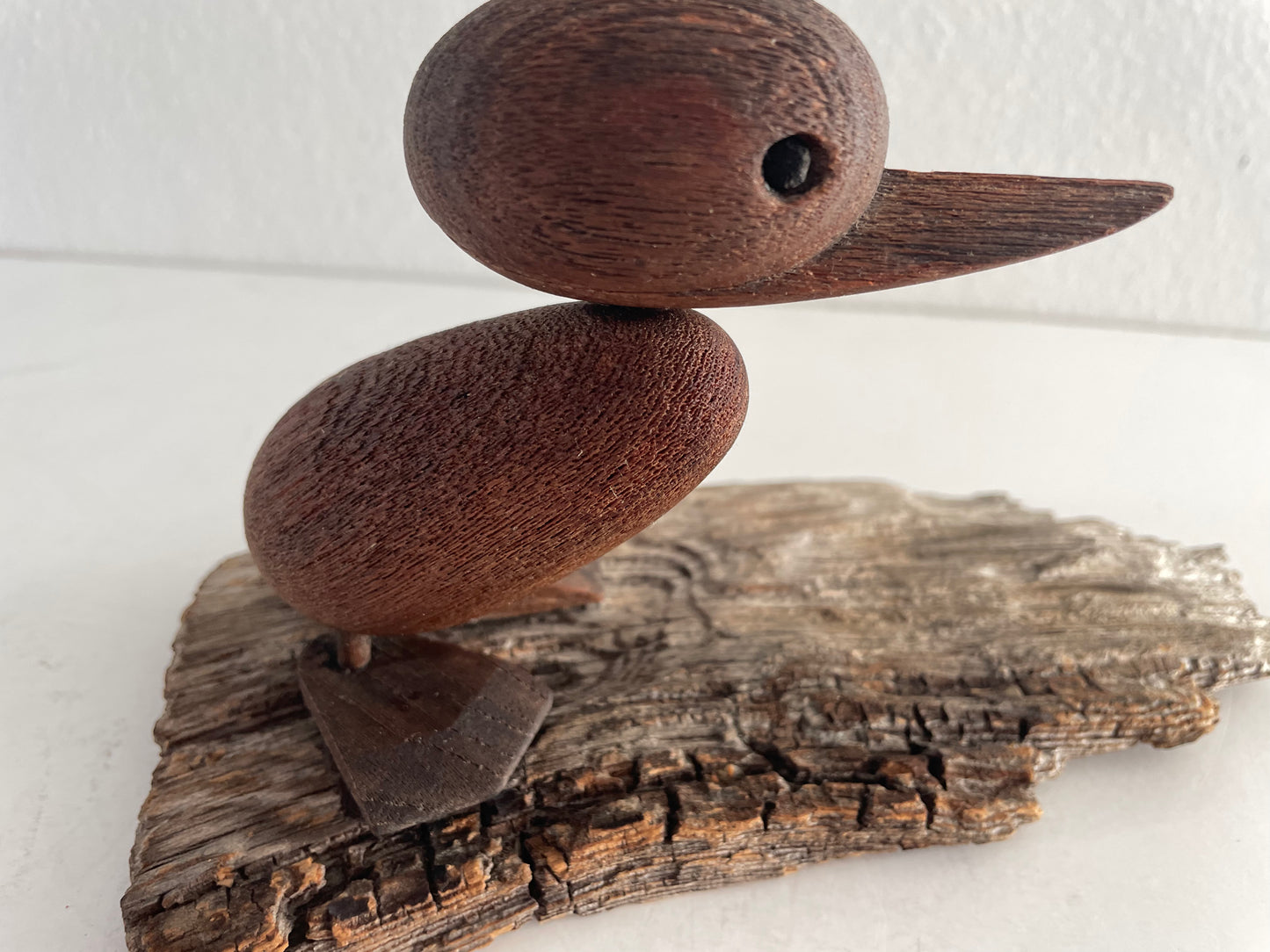 Mid-Century Danish Modern Hans Bolling Teak Duckling Figure on Driftwood
