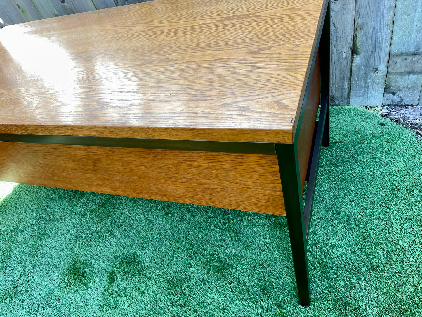 Mid 20th Century Mid-Century Modern Executive Desk in Oak and Bronze by Harry Lunstead Designs, Seattle