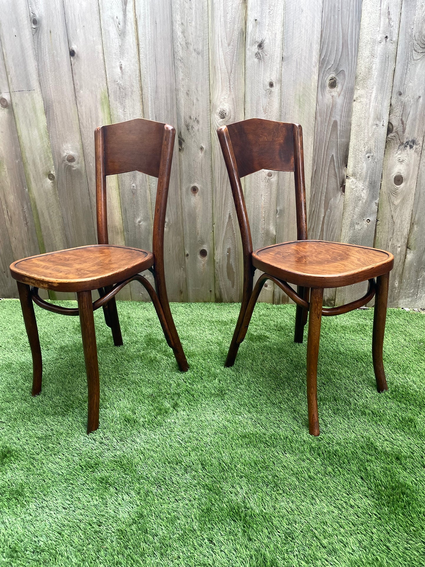 1940s Vintage Pair Great Northern Chair Co. Peaked Back Bentwood Chairs