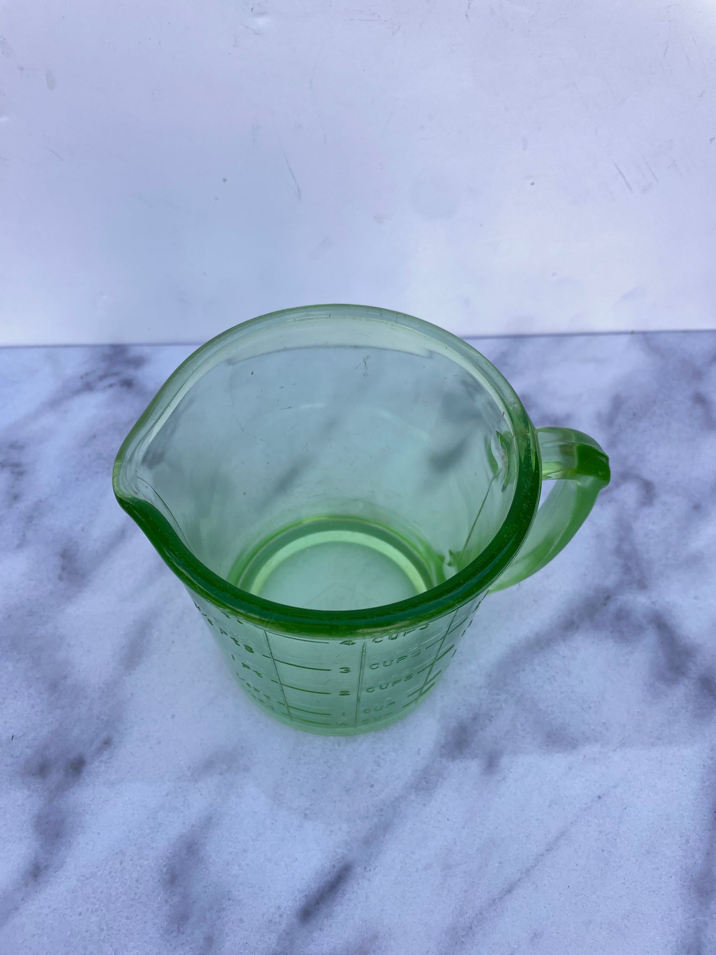 1930s A&j Hazel Atlas Green Depression Glass Measuring Cup