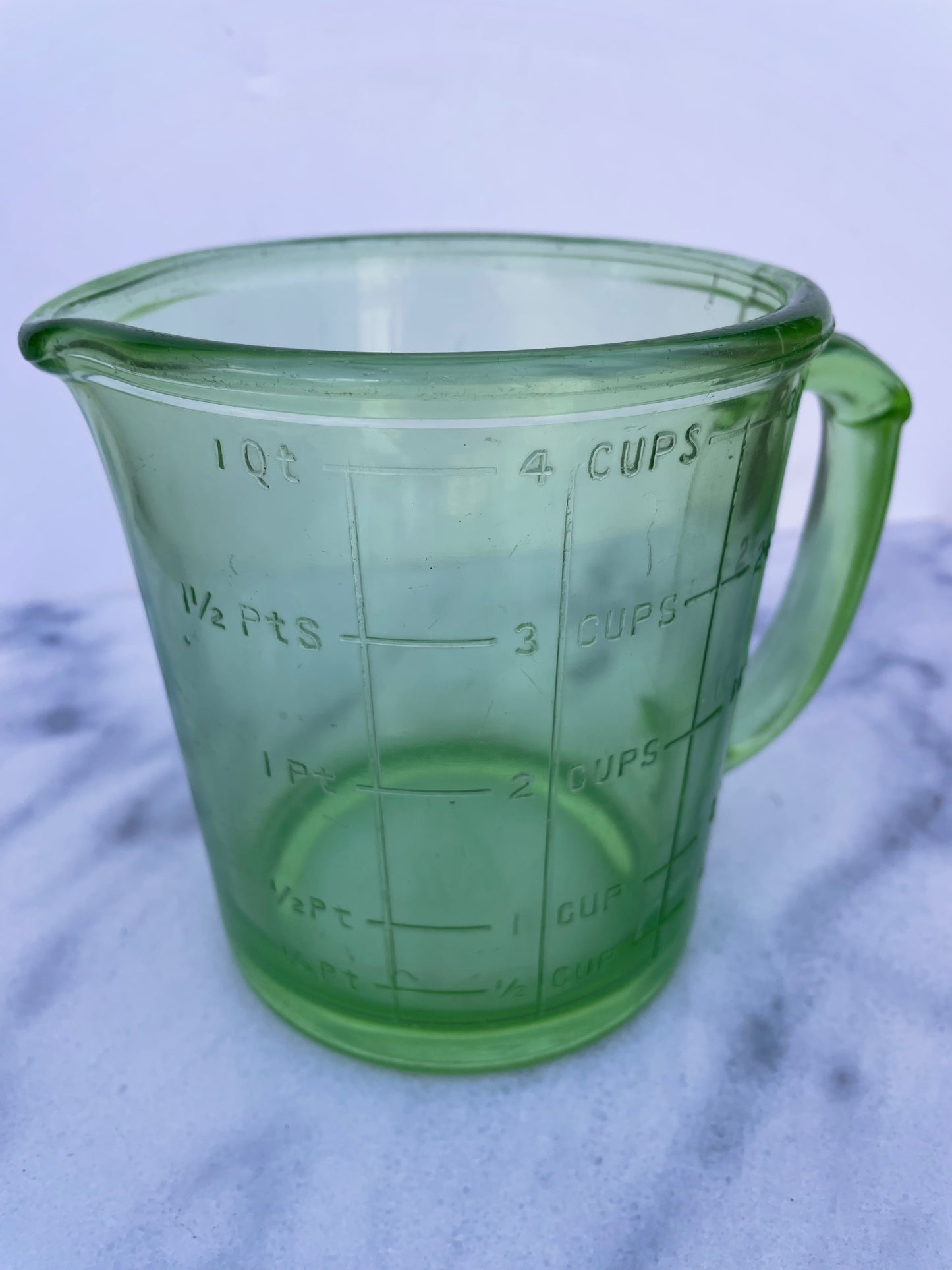1930s A&j Hazel Atlas Green Depression Glass Measuring Cup