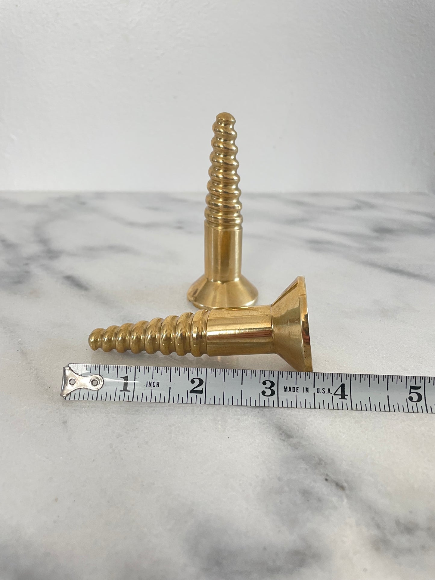 Mid 20th Century Vintage Pop Art Brass Screw Paperweights - 2 Pieces