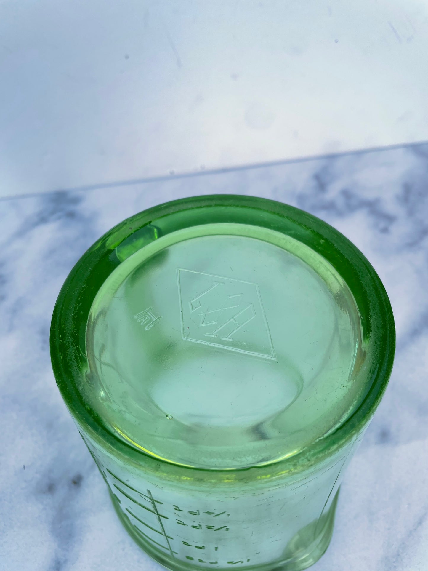 1930s A&j Hazel Atlas Green Depression Glass Measuring Cup