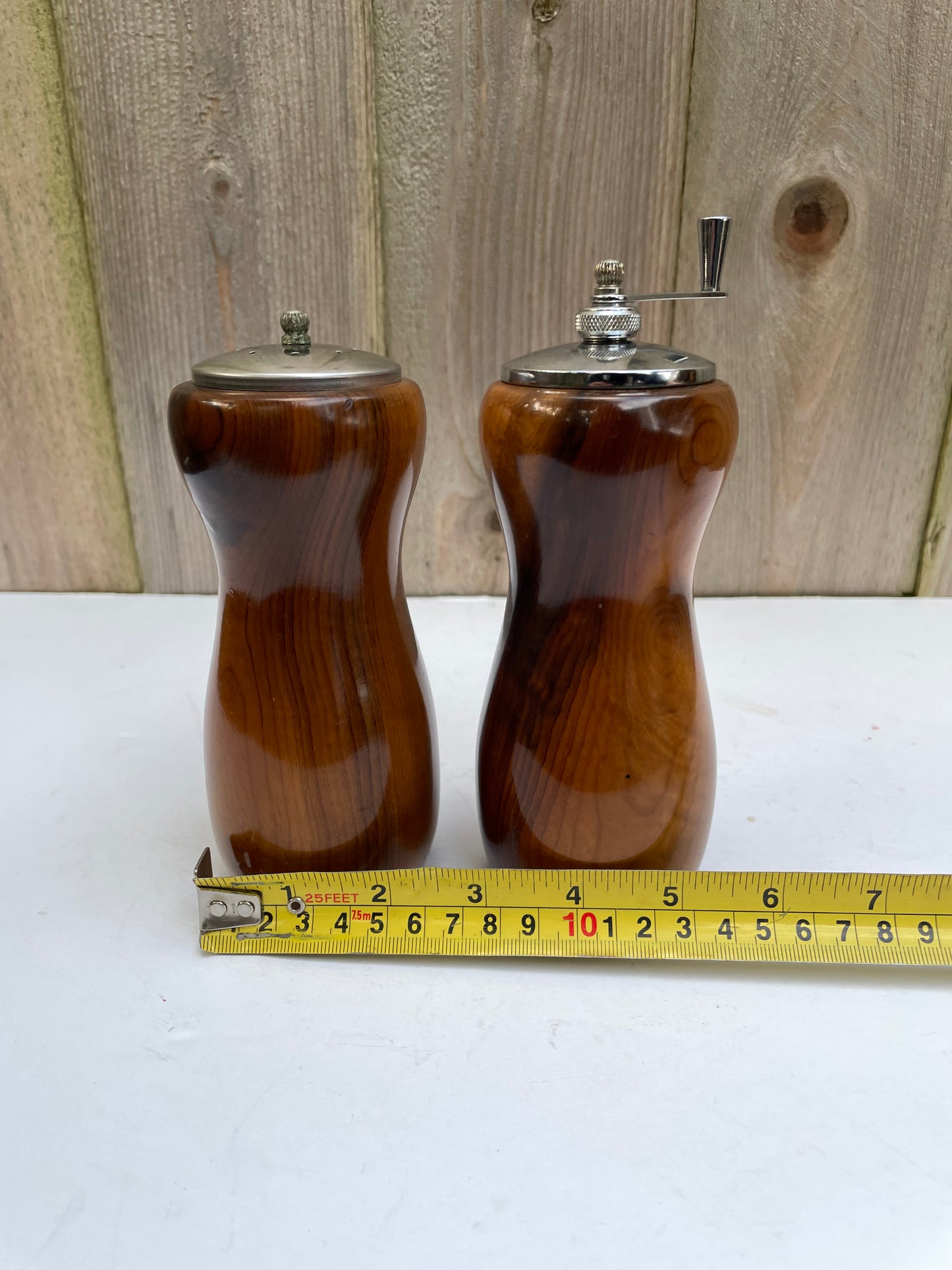Mid-Century Hardwood Salt & Pepper Shakers- a Pair
