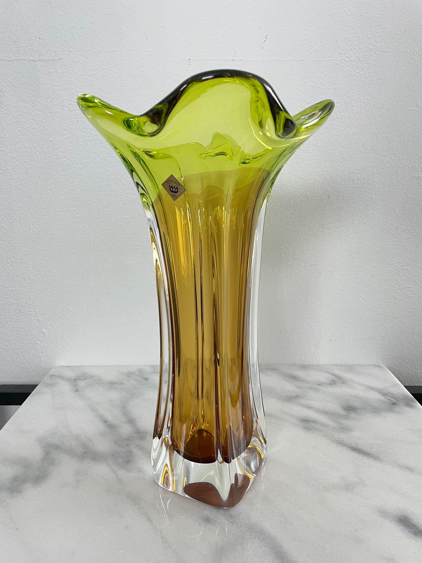 Mid 20th Century Bohemia Glass Czech Republic Art Glass Vase by Josef Hospodka