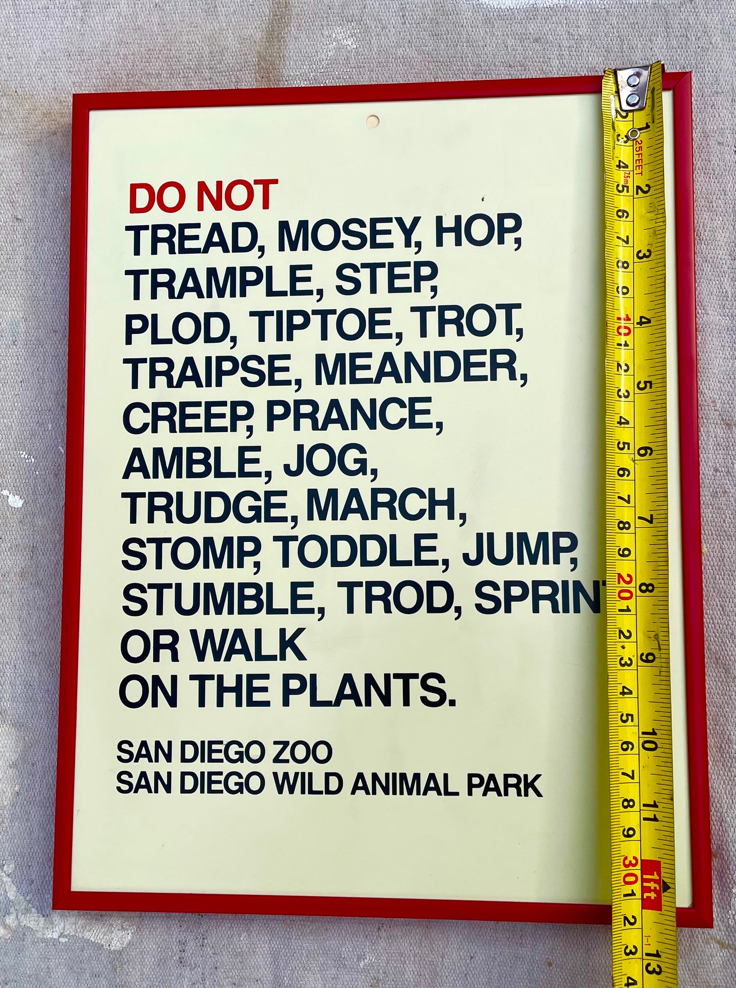 Rare San Diego Zoo Sign - Plant Protection With Graphic Typography