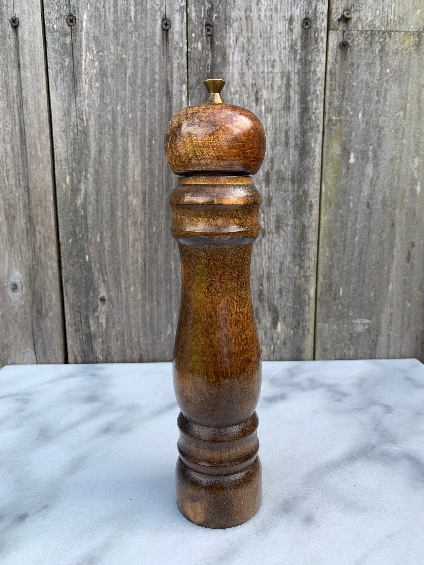 Rich Hardwood Pepper Mill With Brass Detail