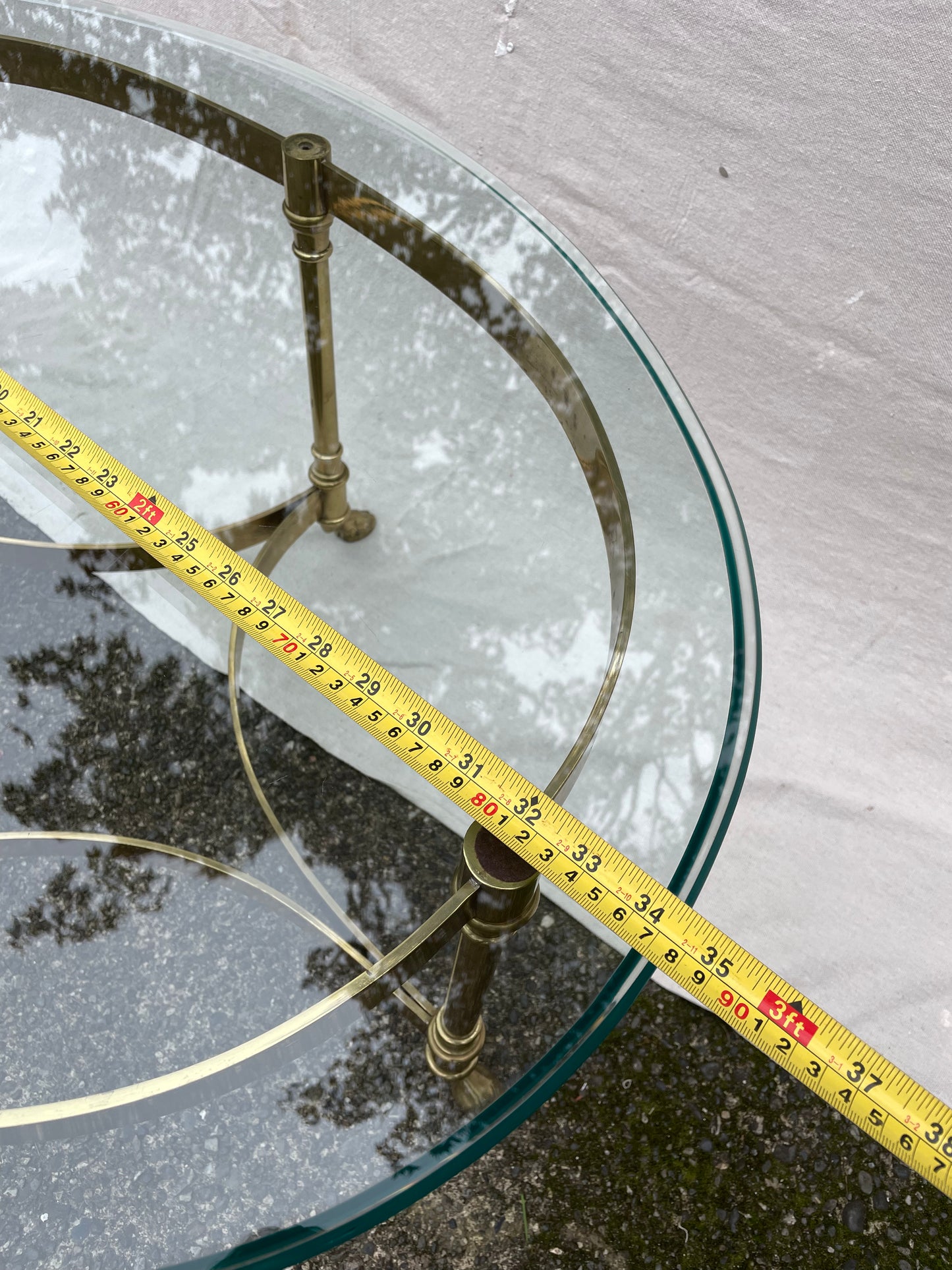 1960s Labarge Hollywood Regency Italy Brass Glass Hoof Feet Coffee Table