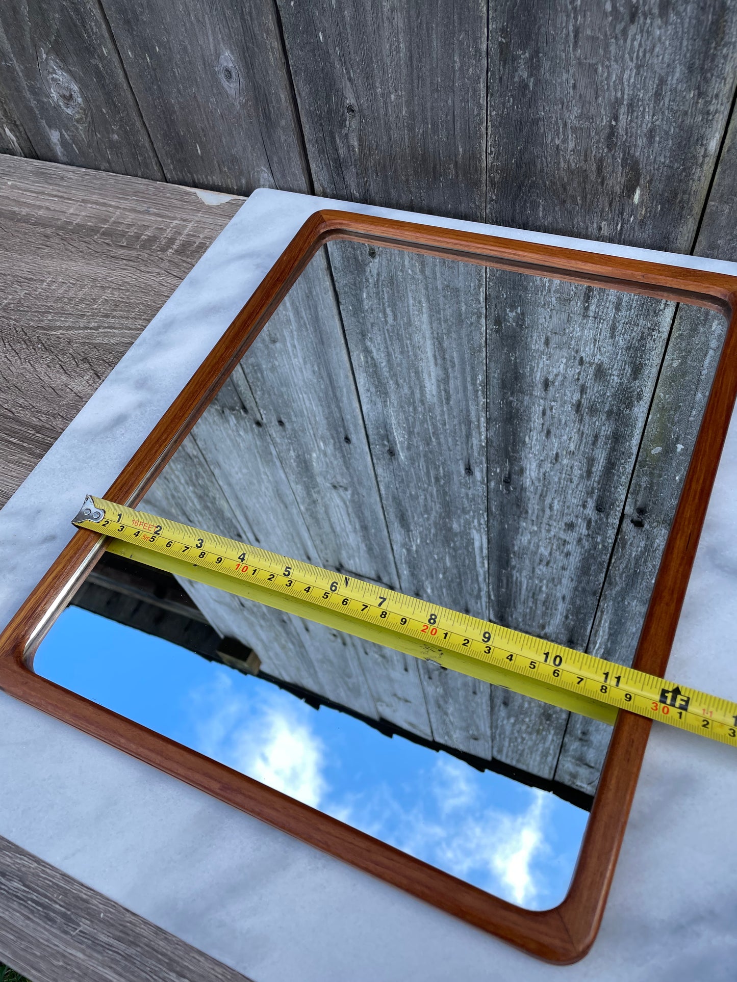 Mid-Century Solid Teak Joinery Framed Mirror