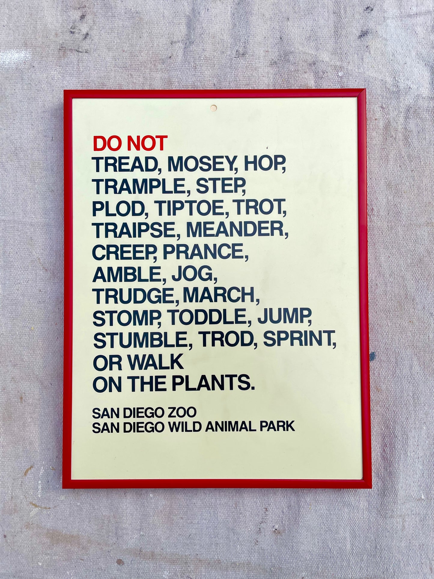 Rare San Diego Zoo Sign - Plant Protection With Graphic Typography