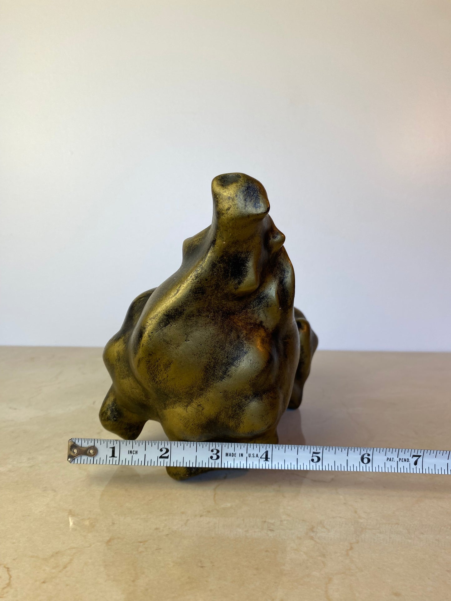 Signed Mid-Century Modern Brutalist Ceramic Bull Sculpture by Boštjan Putrih, 1970s