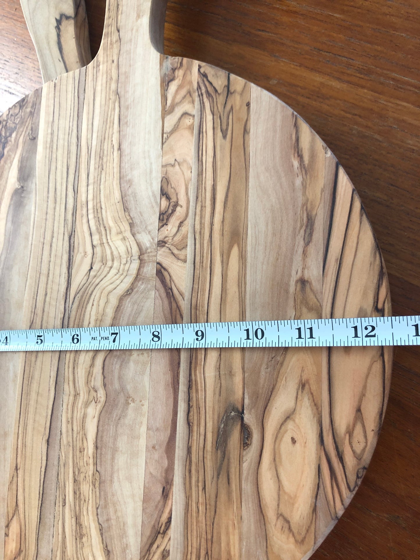 Olive Wood Round Cutting Board with Hanging Strap