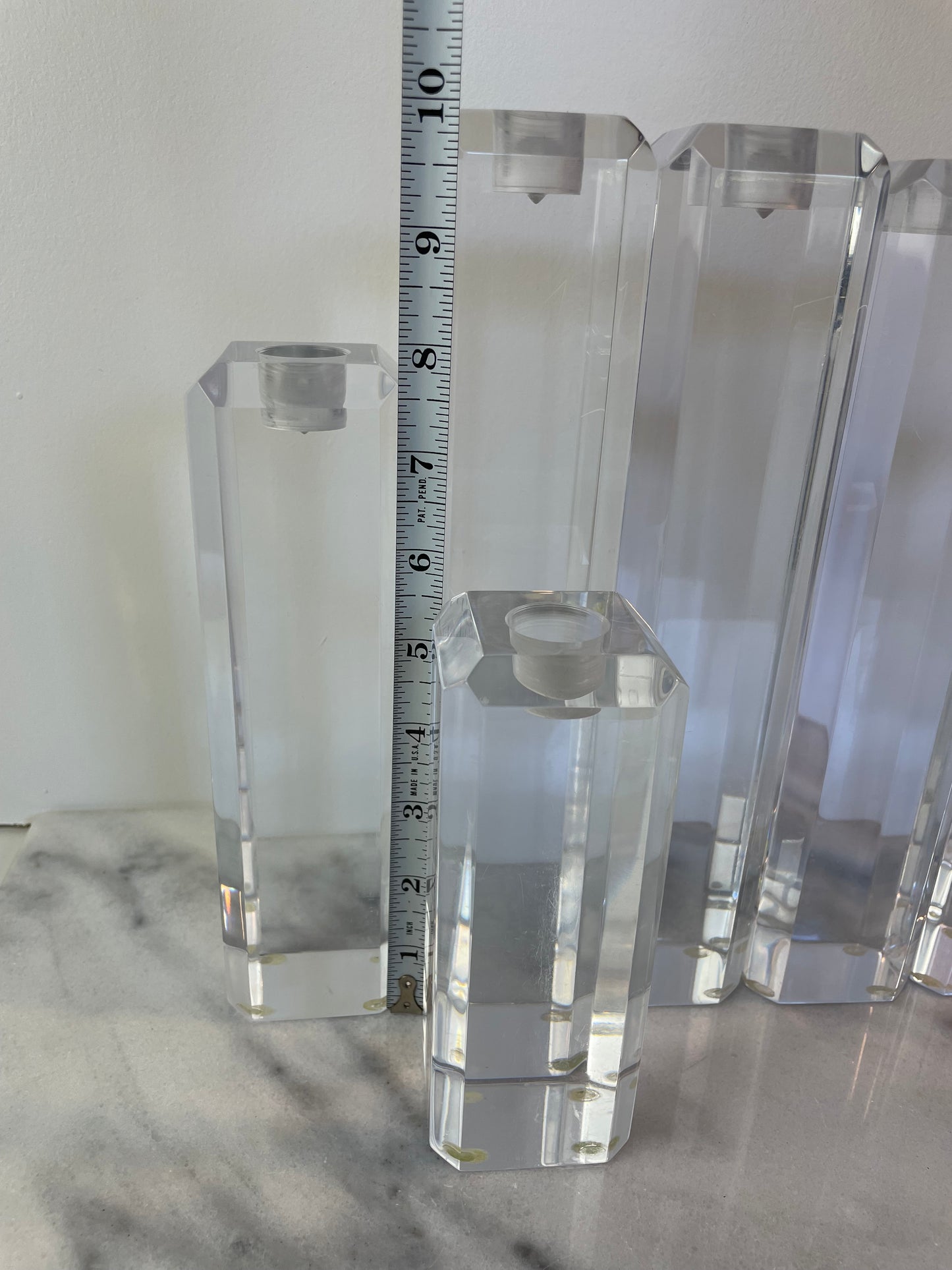Mid 20th Century Ritts Astrolite of Los Angeles Vintage Modernist Lucite Candle Holders- Set of 7