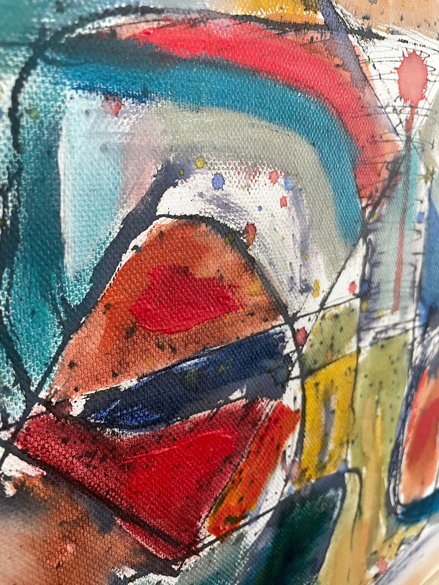 Framed Abstract Acrylic on Canvas by Francisco Peña