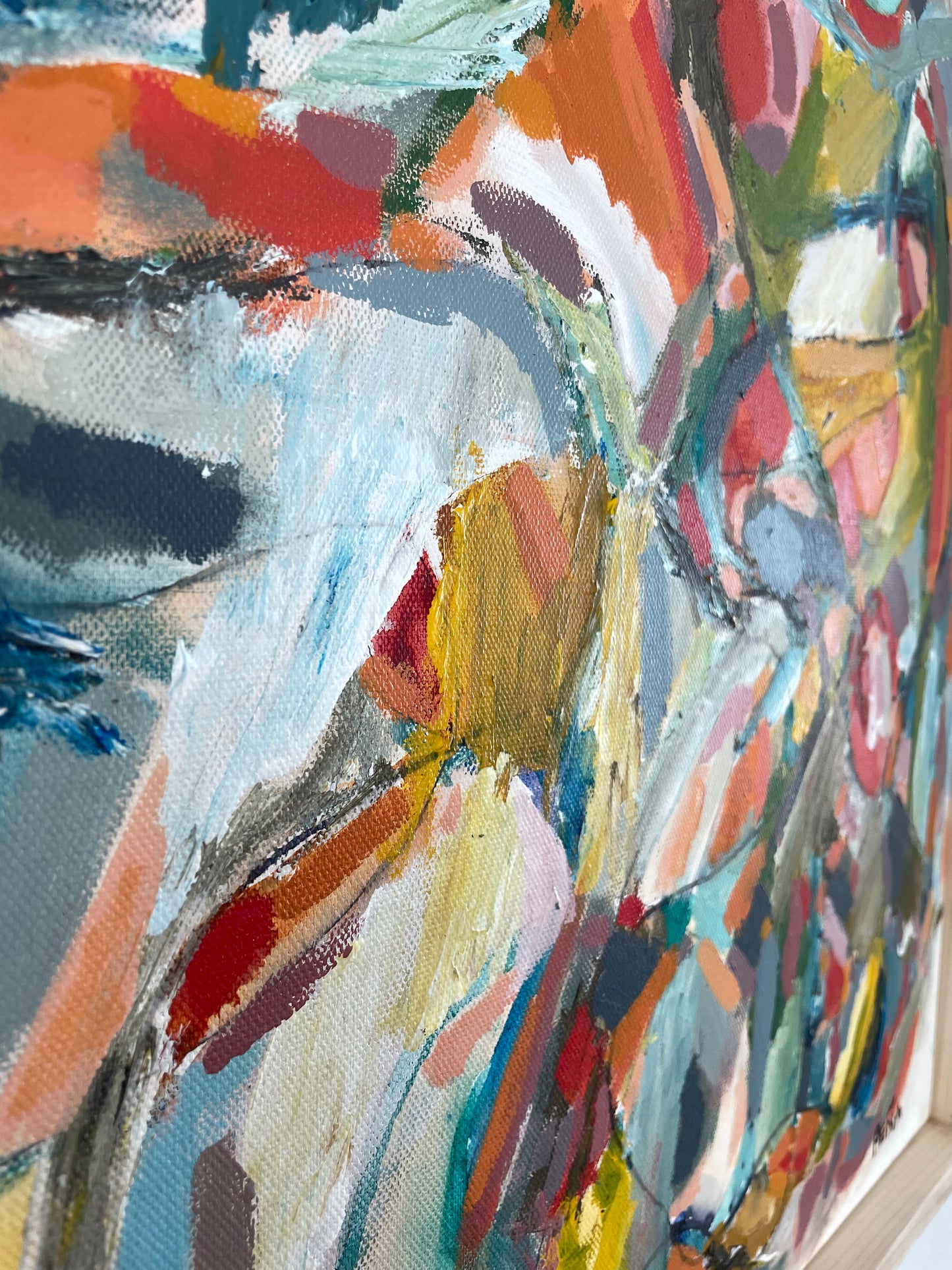 Framed Abstract Acrylic on Canvas by Francisco Peña
