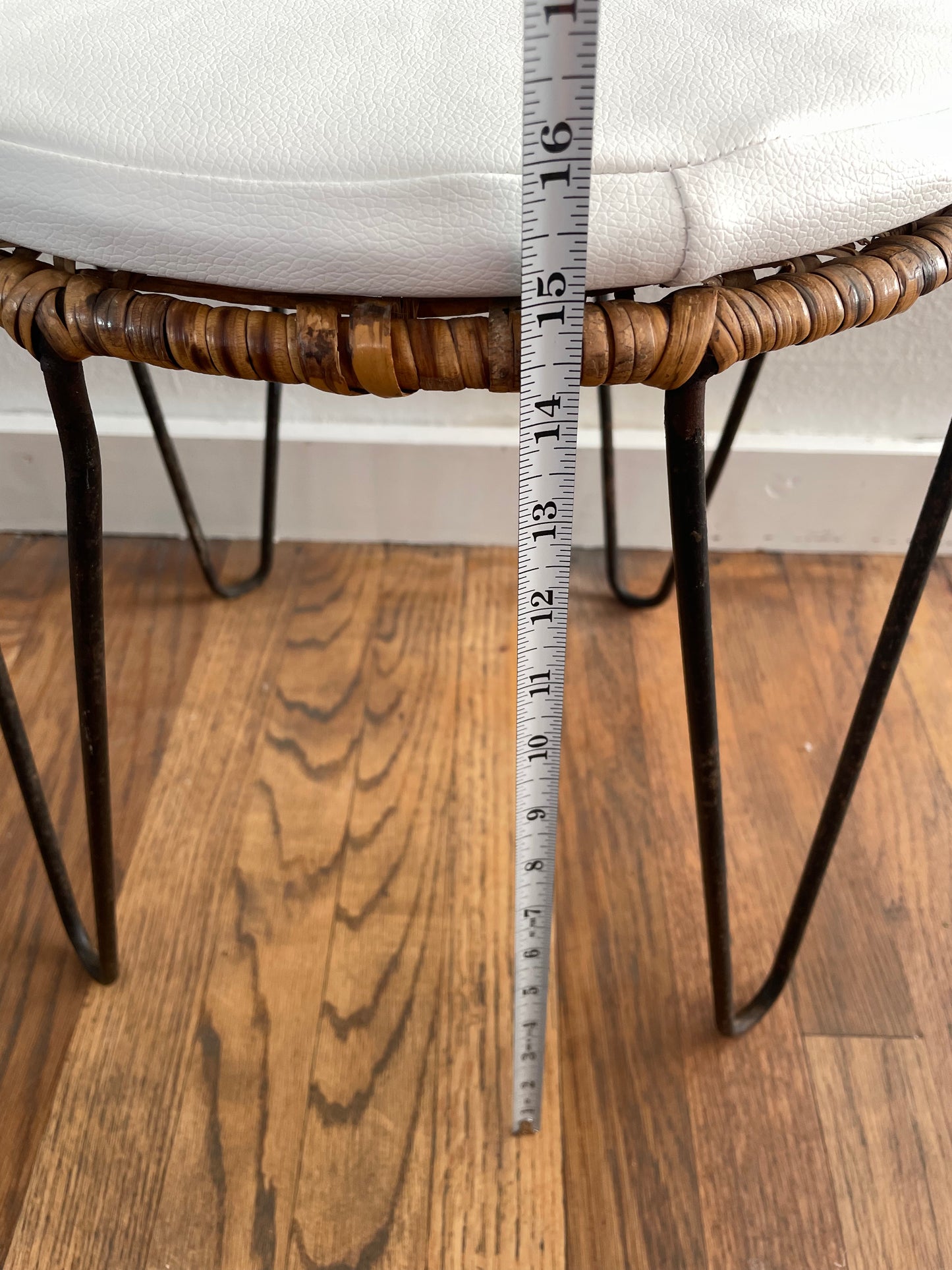 1950s Mid-Century Modern Iron Hairpin Cane Side Table Attributed to Tony Paul