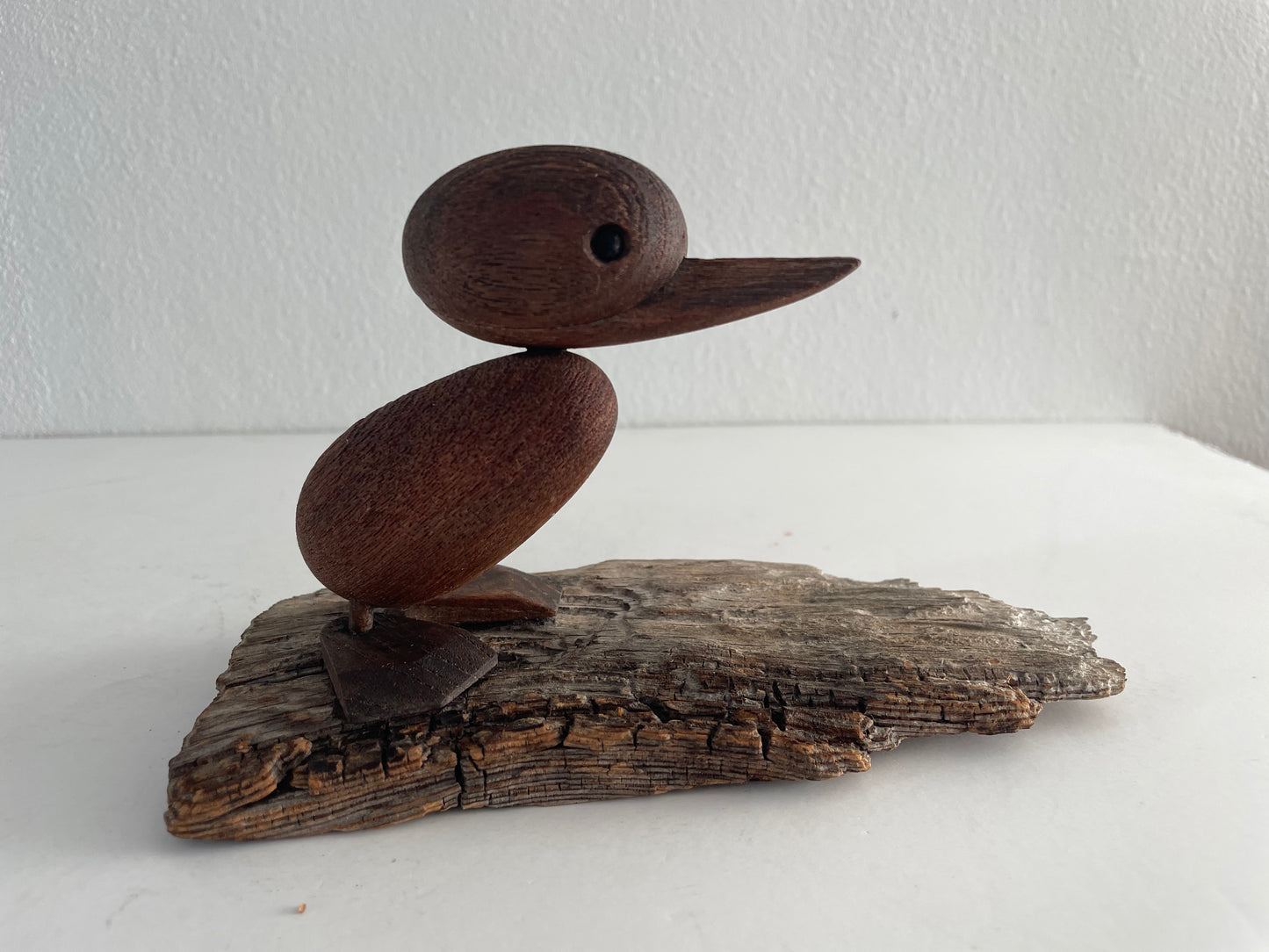 Mid-Century Danish Modern Hans Bolling Teak Duckling Figure on Driftwood