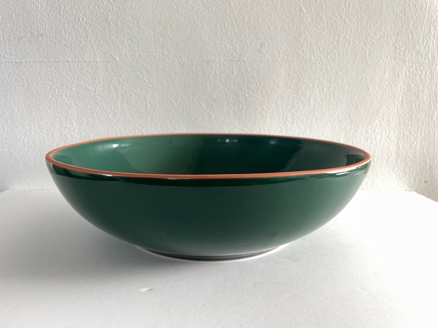 Vintage 1990s Dansk Deep Green Large Serving Pasta Bowl Ceramic Platter