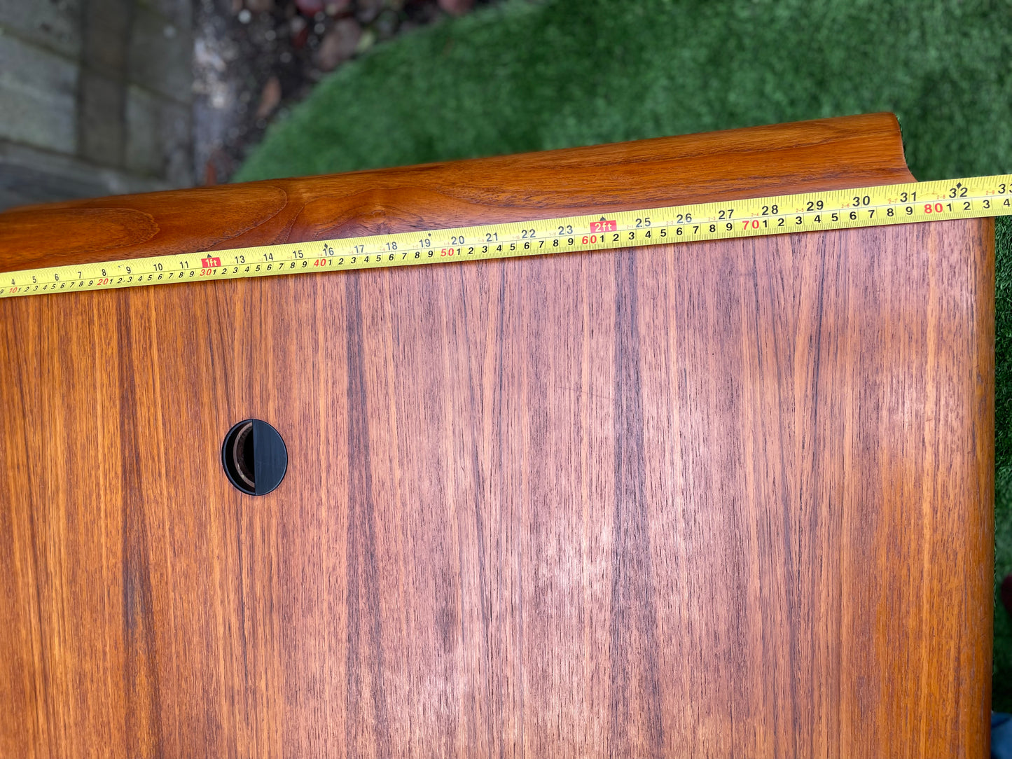 Vintage Custom Teak Waterfall Executive Desk With Floating Drawer