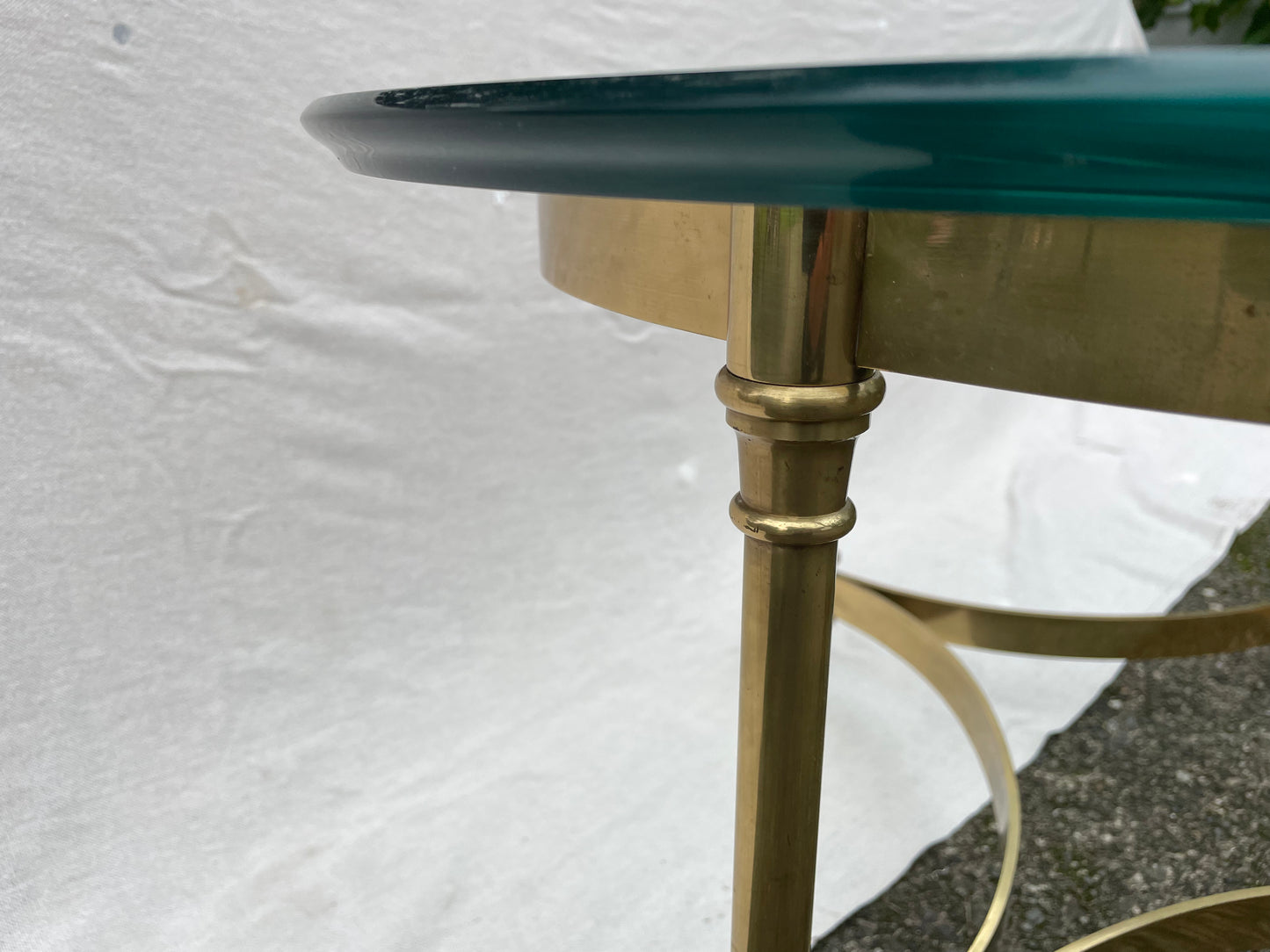 1960s Labarge Hollywood Regency Italy Brass Glass Hoof Feet Coffee Table