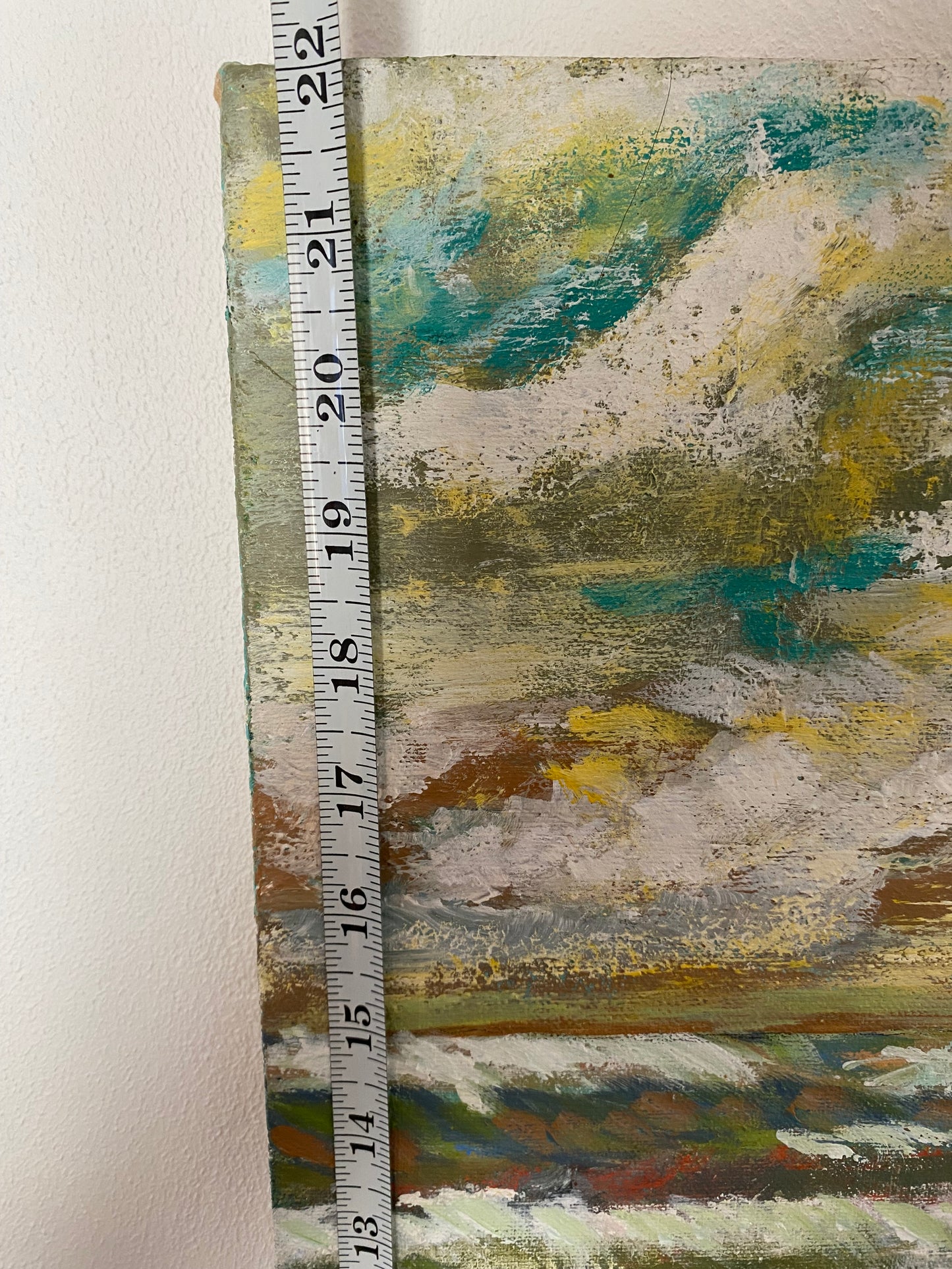 Vintage Abstract Seascape Oil Painting on Canvas — Expressive Coastal Modern Ar
