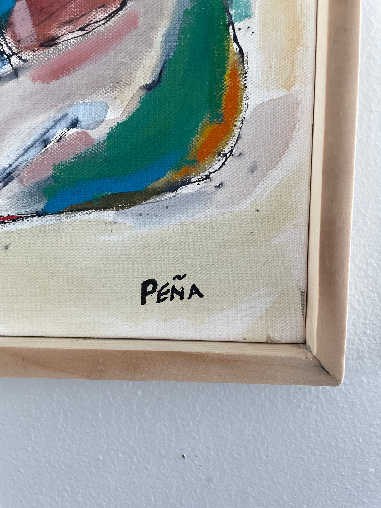 Framed Abstract Acrylic on Canvas by Francisco Peña