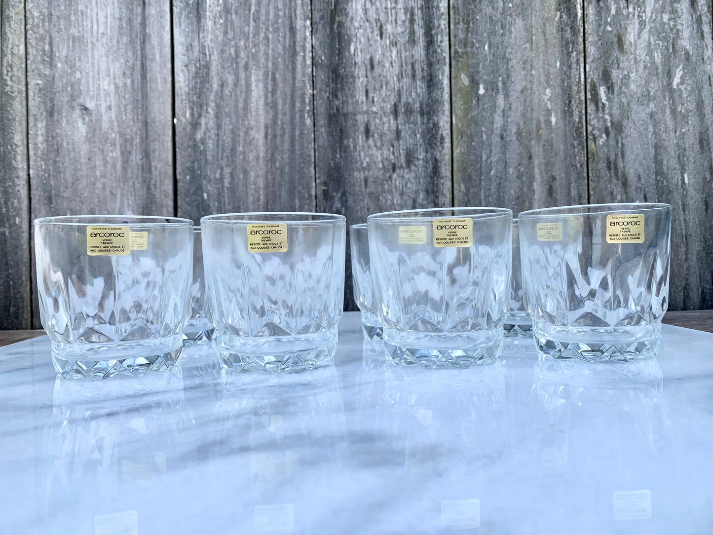 Vintage French Arcoroc Tempered Glass Juice Glasses - Set of 8