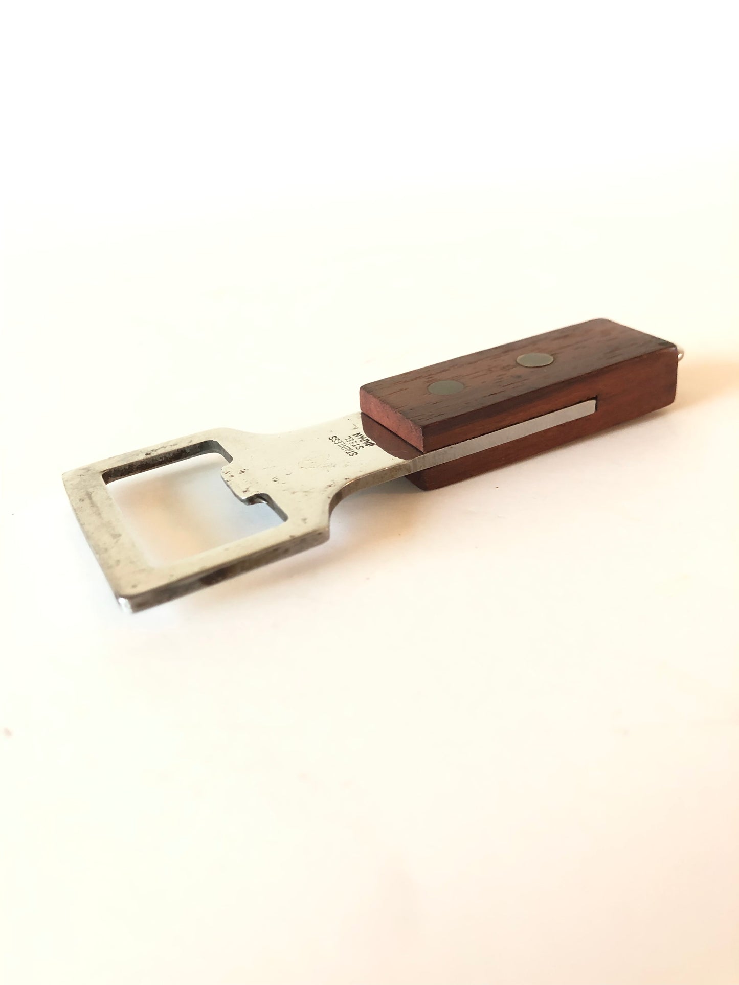 Vintage Japan Walnut & Stainless Steel Bottle Opener