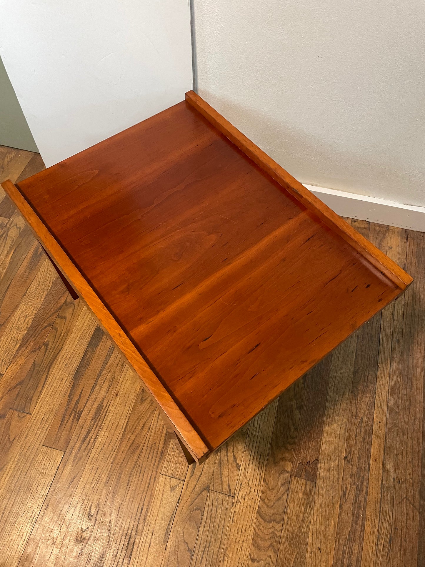 Vintage Minimalist Modern Japanese Red-Brown Sugi Wood Sashimono Table